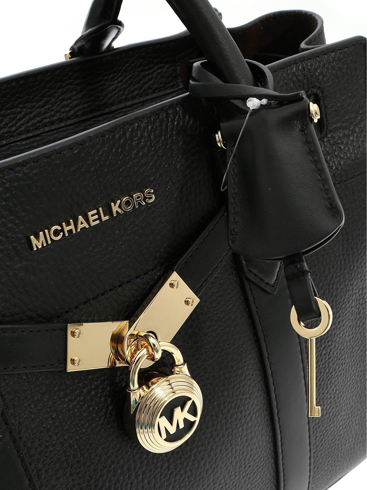 Michael Kors Hamilton Nouveau Large Handbag In Black Leather - Lyst