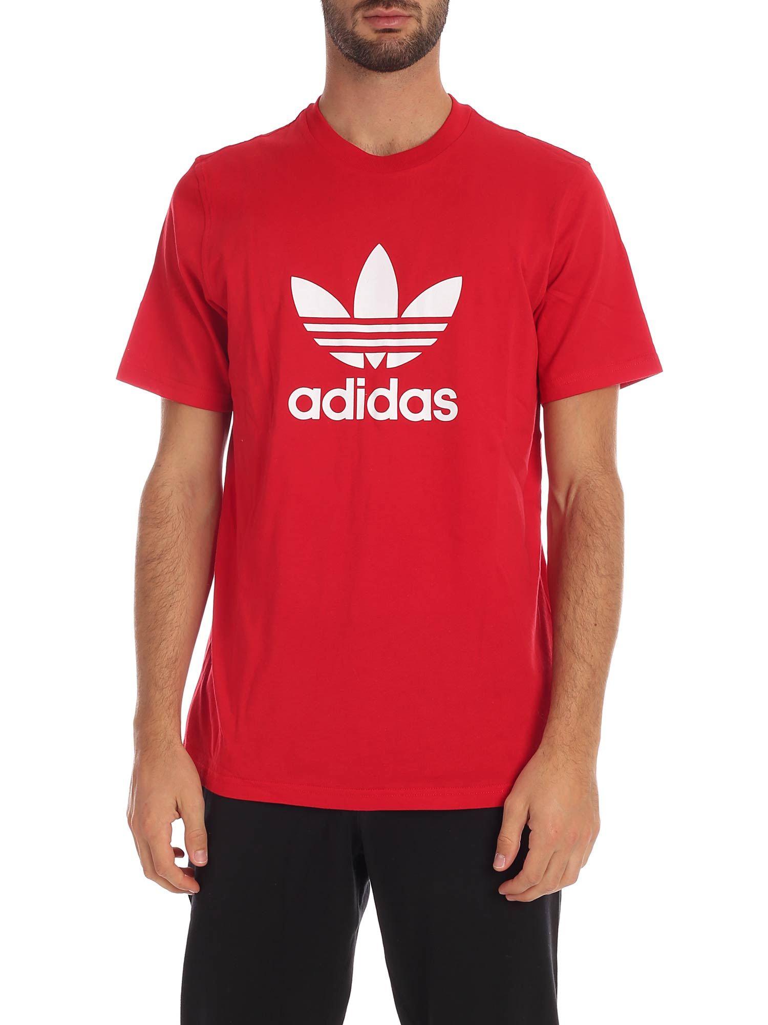 adidas red trefoil shirt