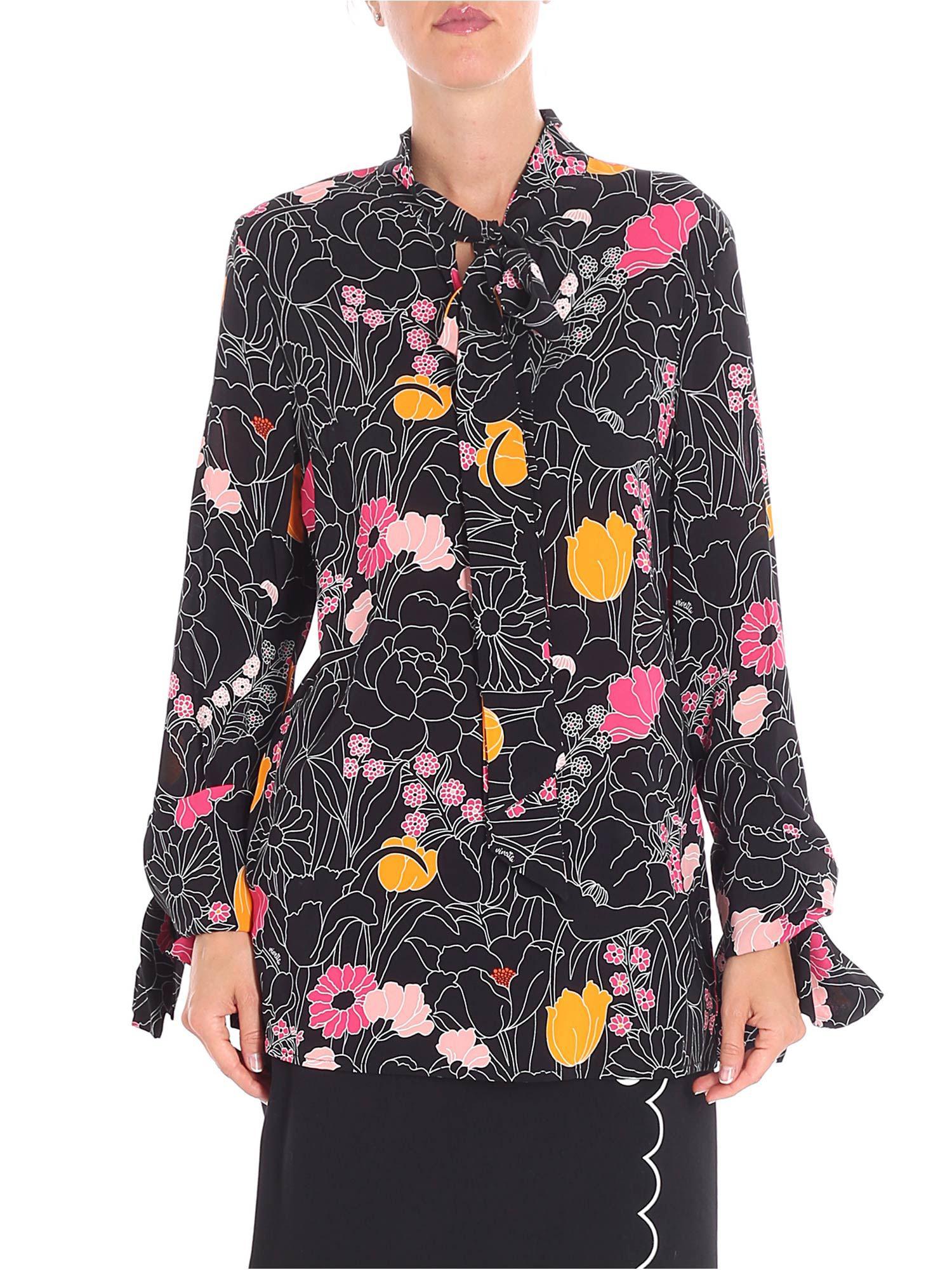 Vivetta Synthetic Black Josh Blouse With Multicolor Floral Print - Save ...