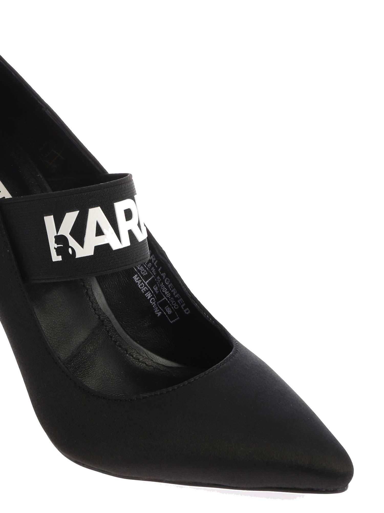Karl Lagerfeld Black "hi Karl Band Court" Highheel Pumps Lyst