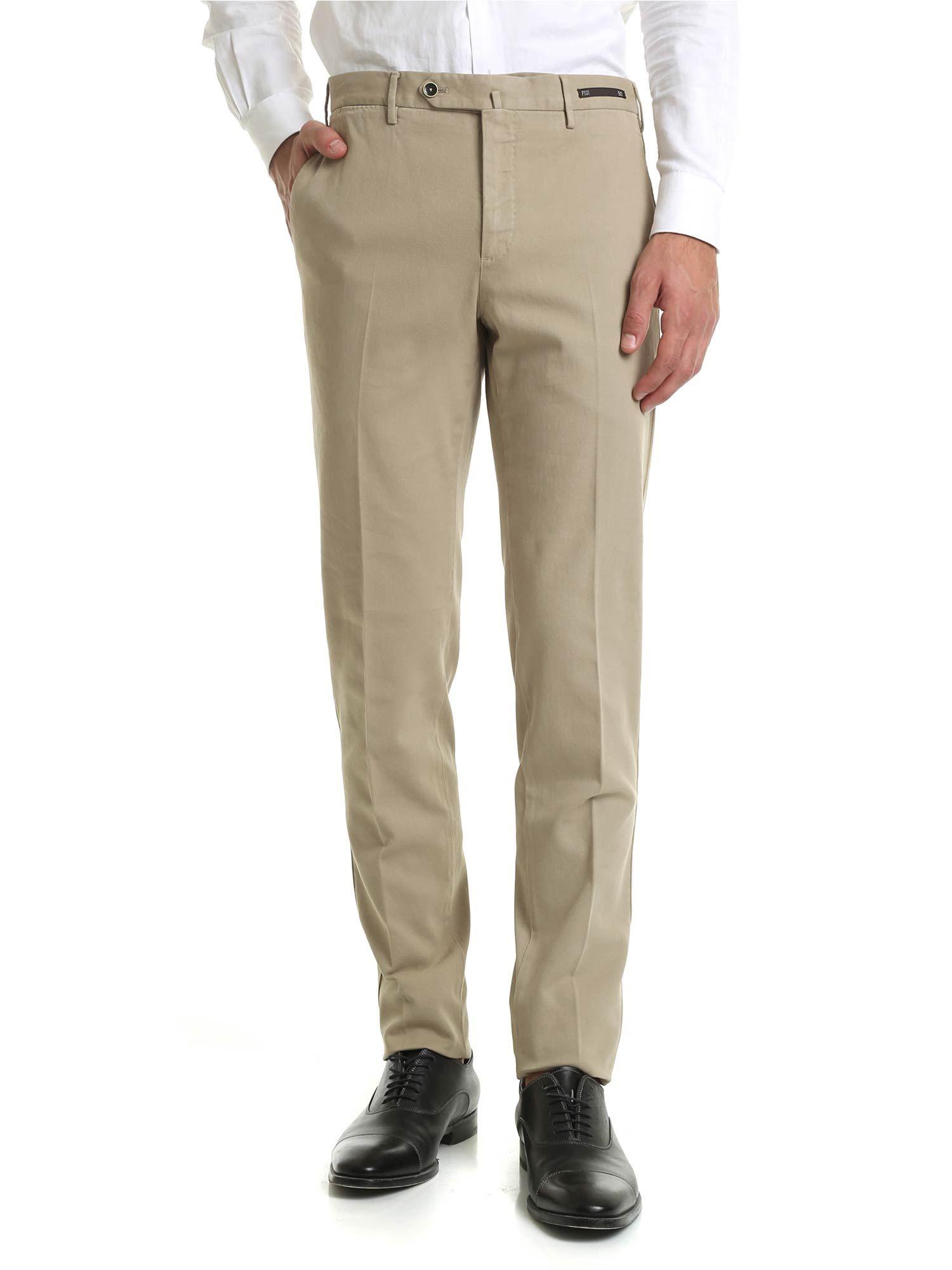 PT01 Textured Fabric Trousers In Beige in Natural for Men - Lyst