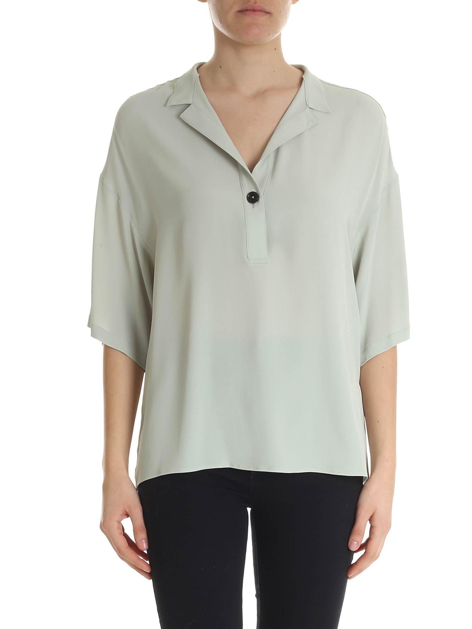 Fay Silk Sage Green Color Blouse Lyst