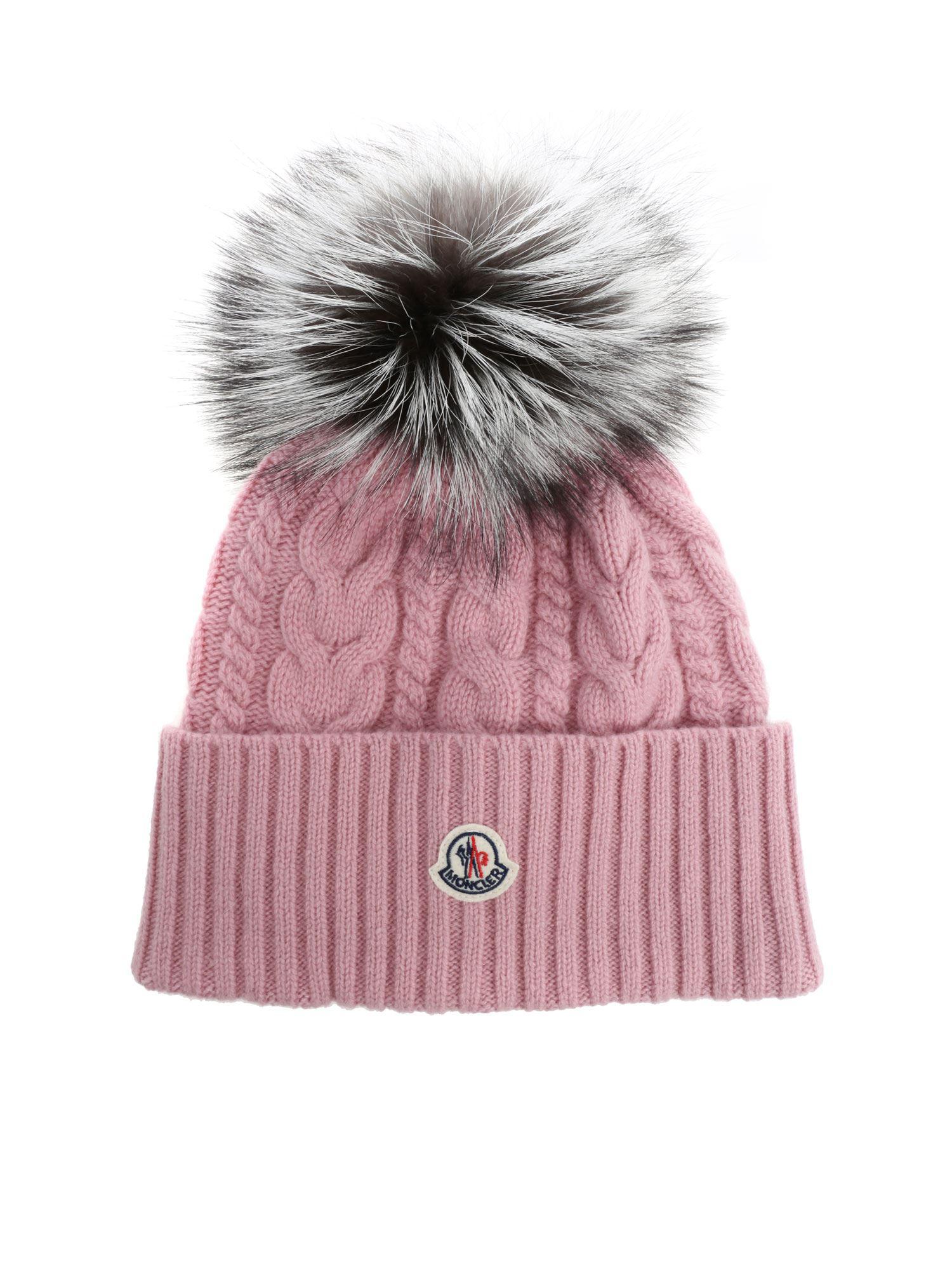 pink moncler beanie