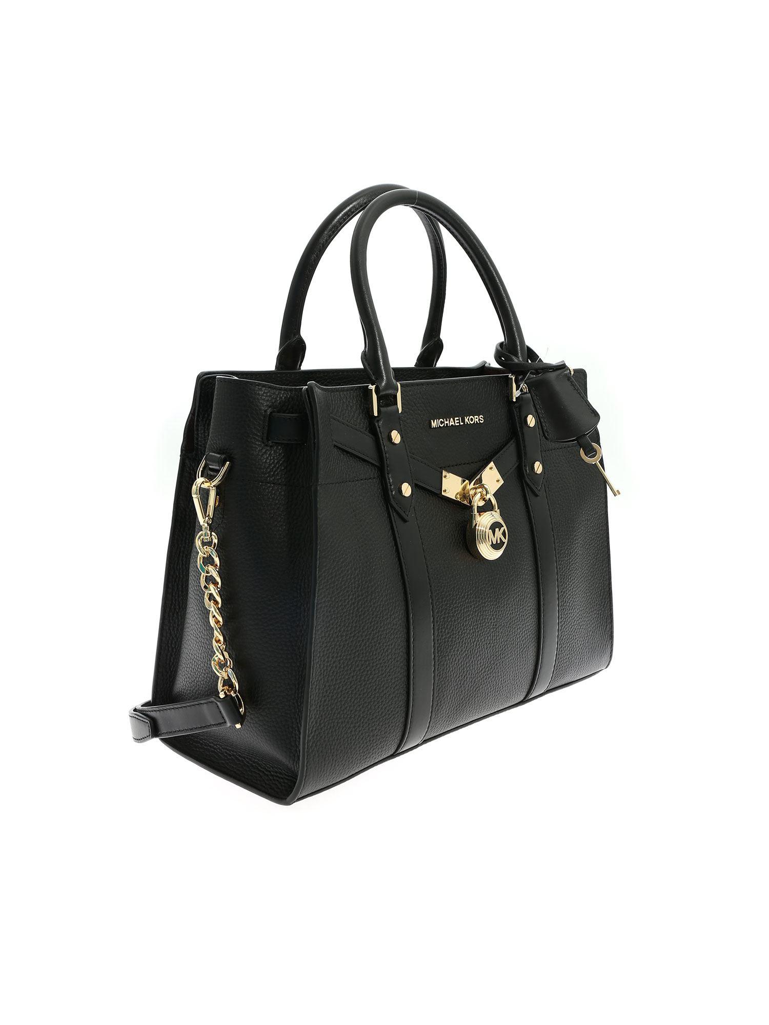 Michael Kors Leather Hamilton Nouveau Large Handbag in Black - Lyst