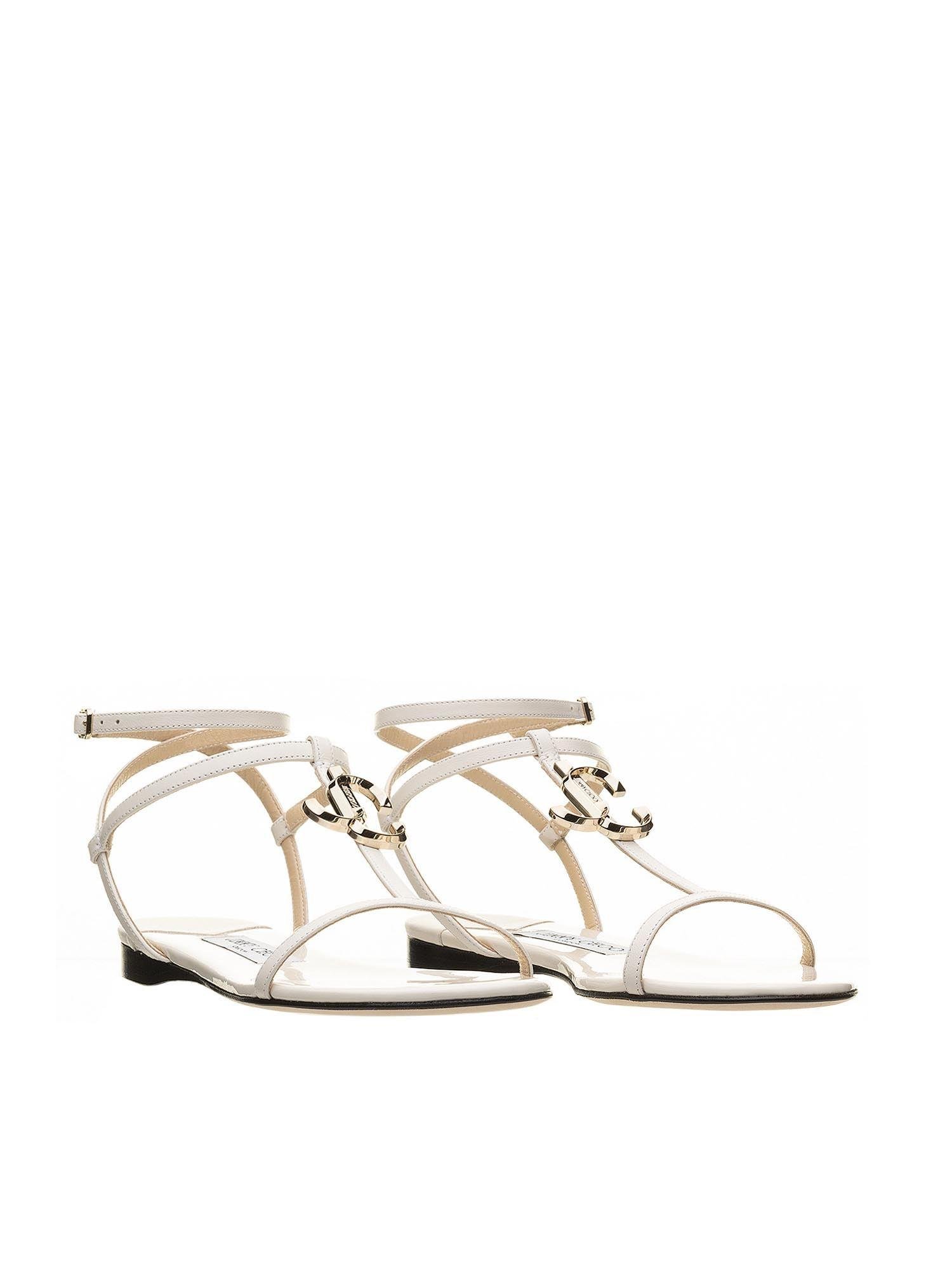 jimmy choo white flat sandals