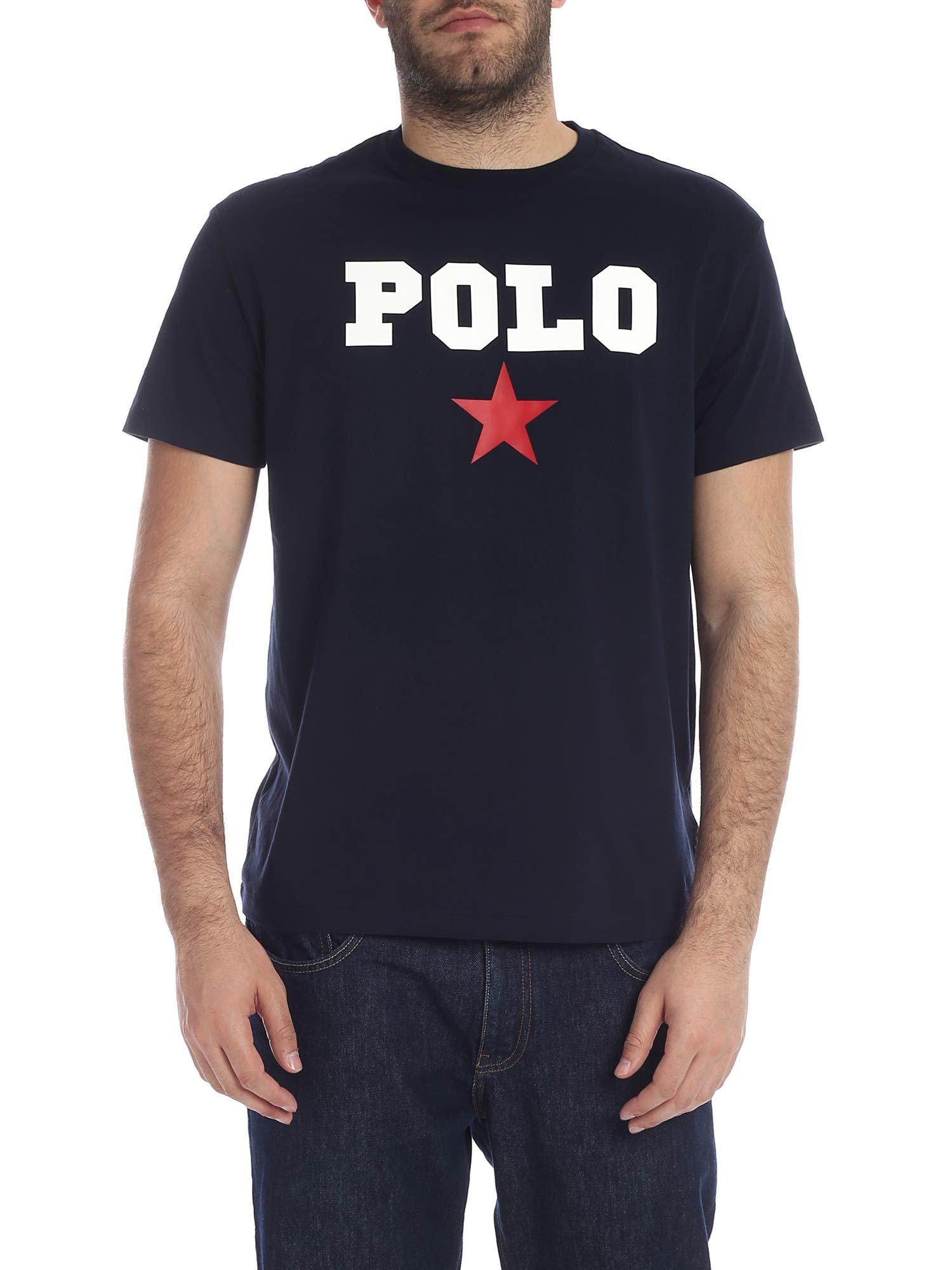 Polo Ralph Lauren Blue T-shirt With Rubber Logo Print in Blue for Men ...