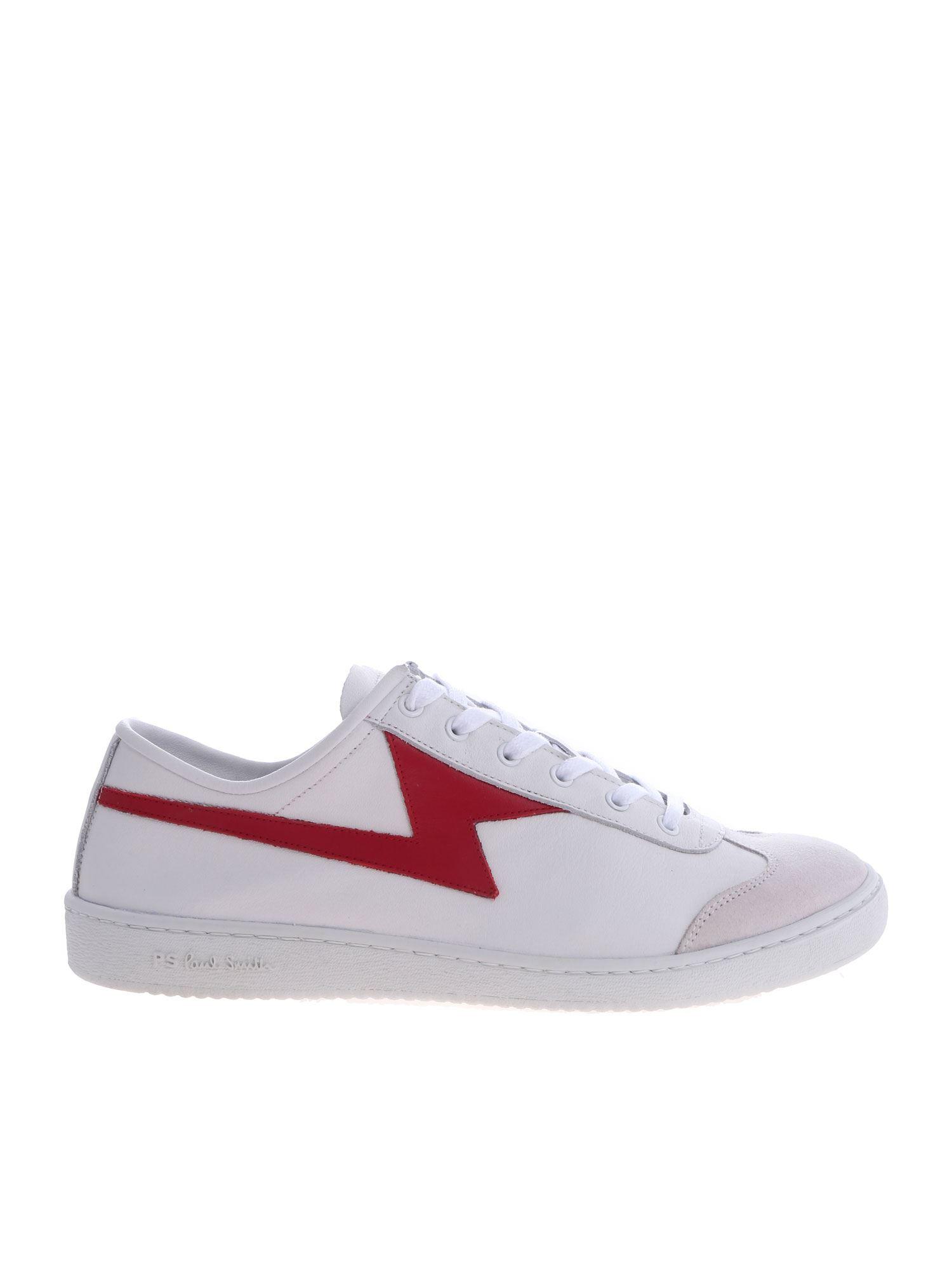 red shoes with lightning bolt