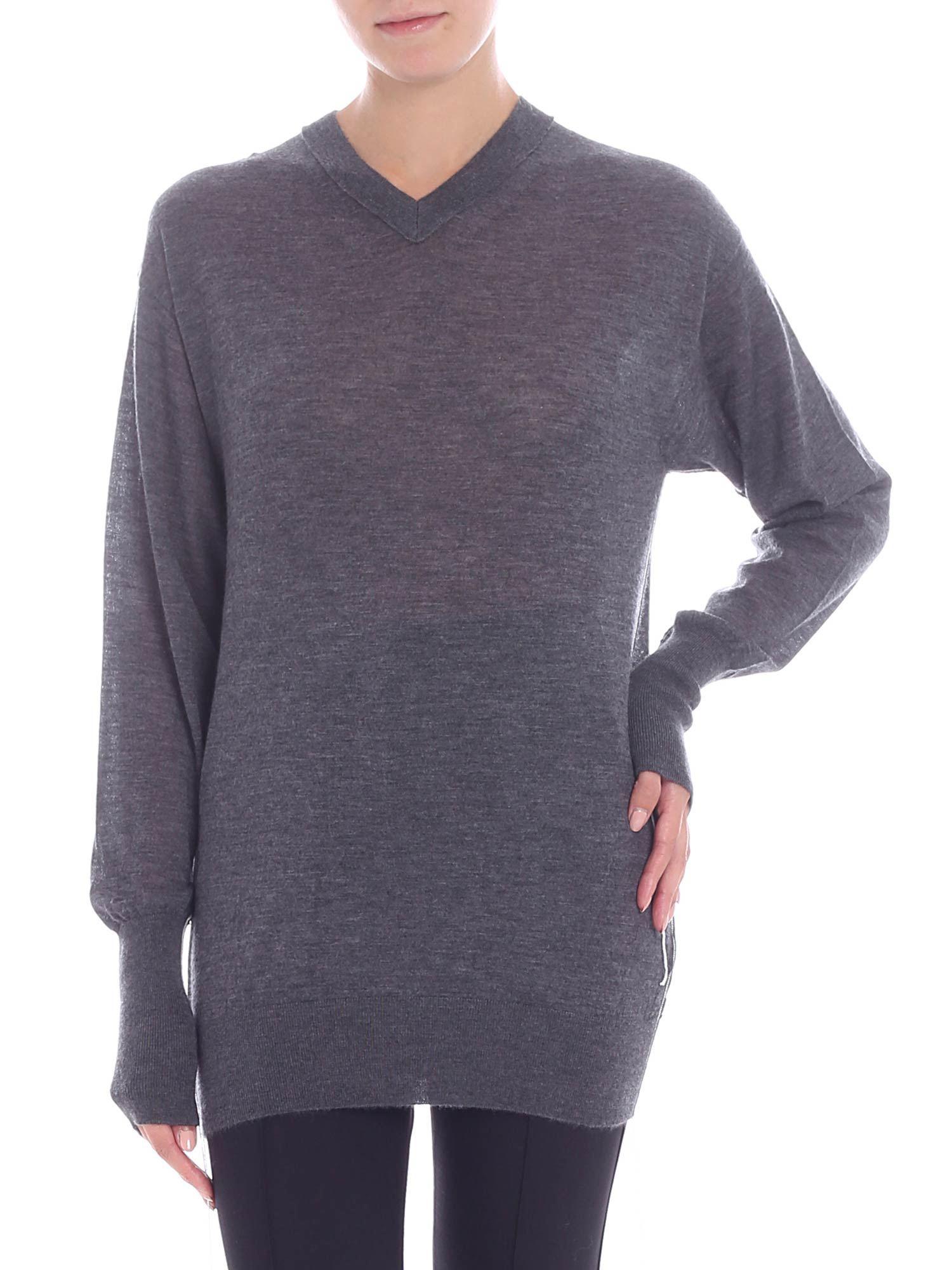 Helmut Lang Grey Cashmere Sweater in Gray - Lyst