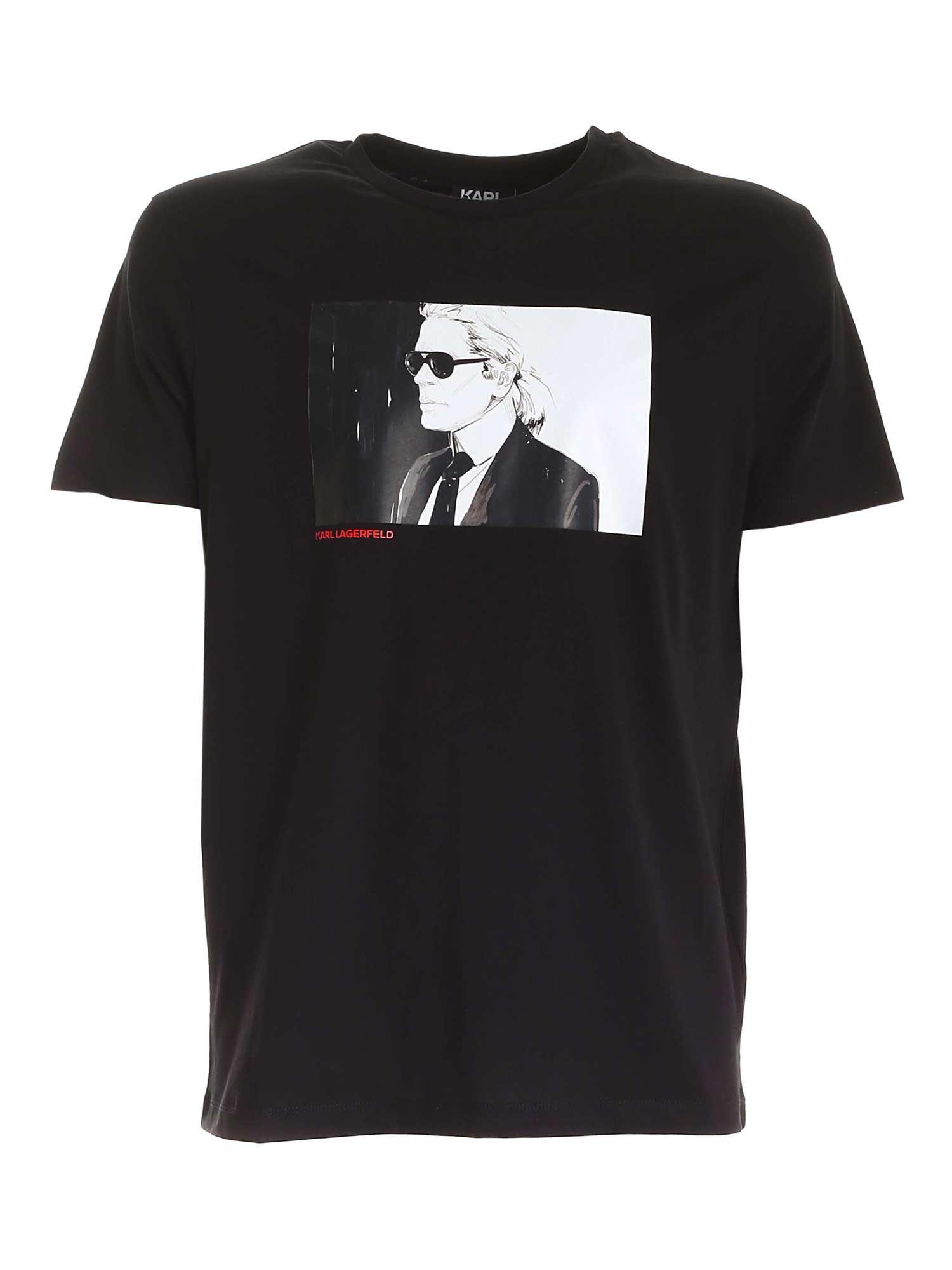 Karl Lagerfeld Cotton Contrasting Print T-shirt in Black for Men - Lyst