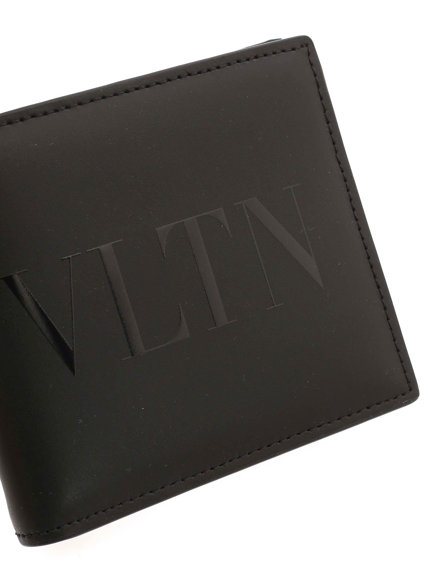 Valentino Garavani Leather Vltn Print Wallet in Black for Men - Lyst