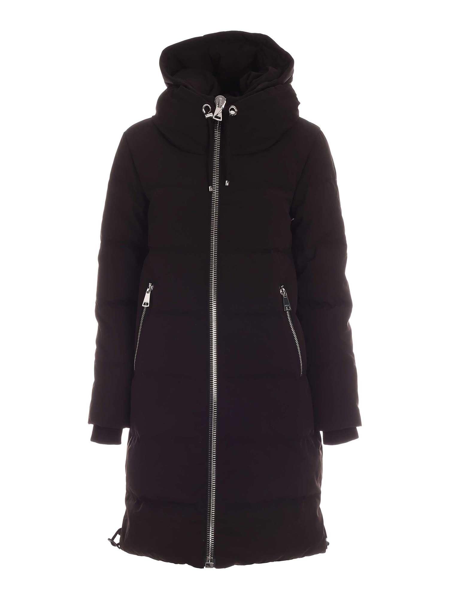 DKNY Synthetic Hooded Down Jacket in Black Lyst