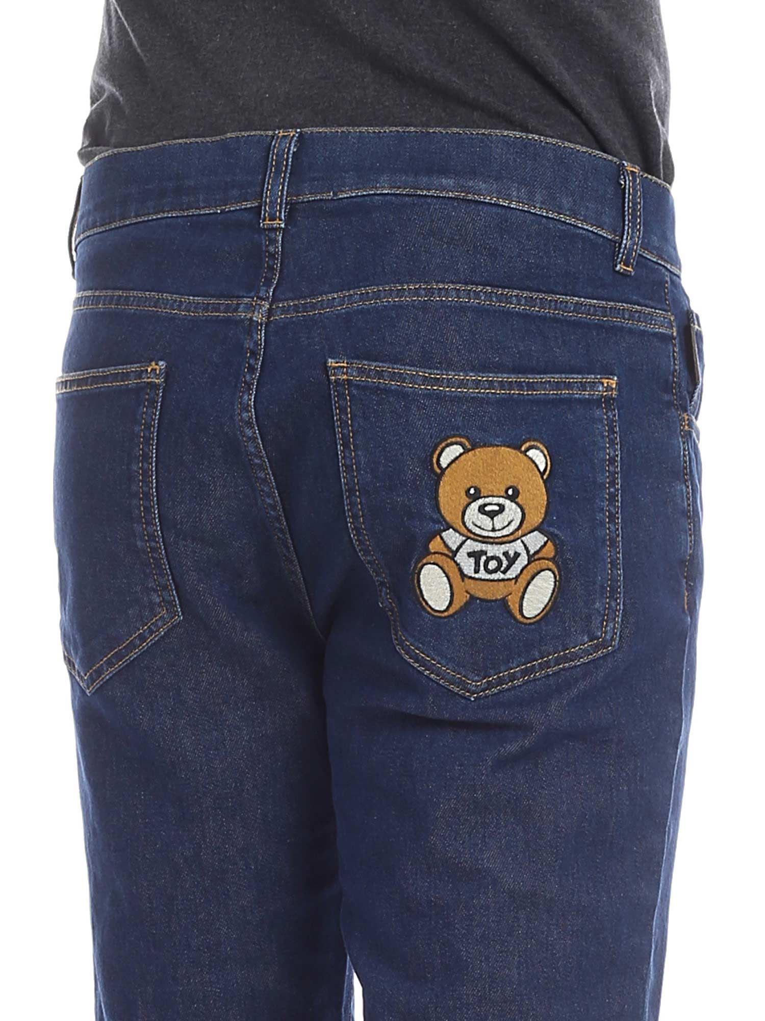 Moschino Denim Blue Jeans With Teddy Bear for Men Lyst