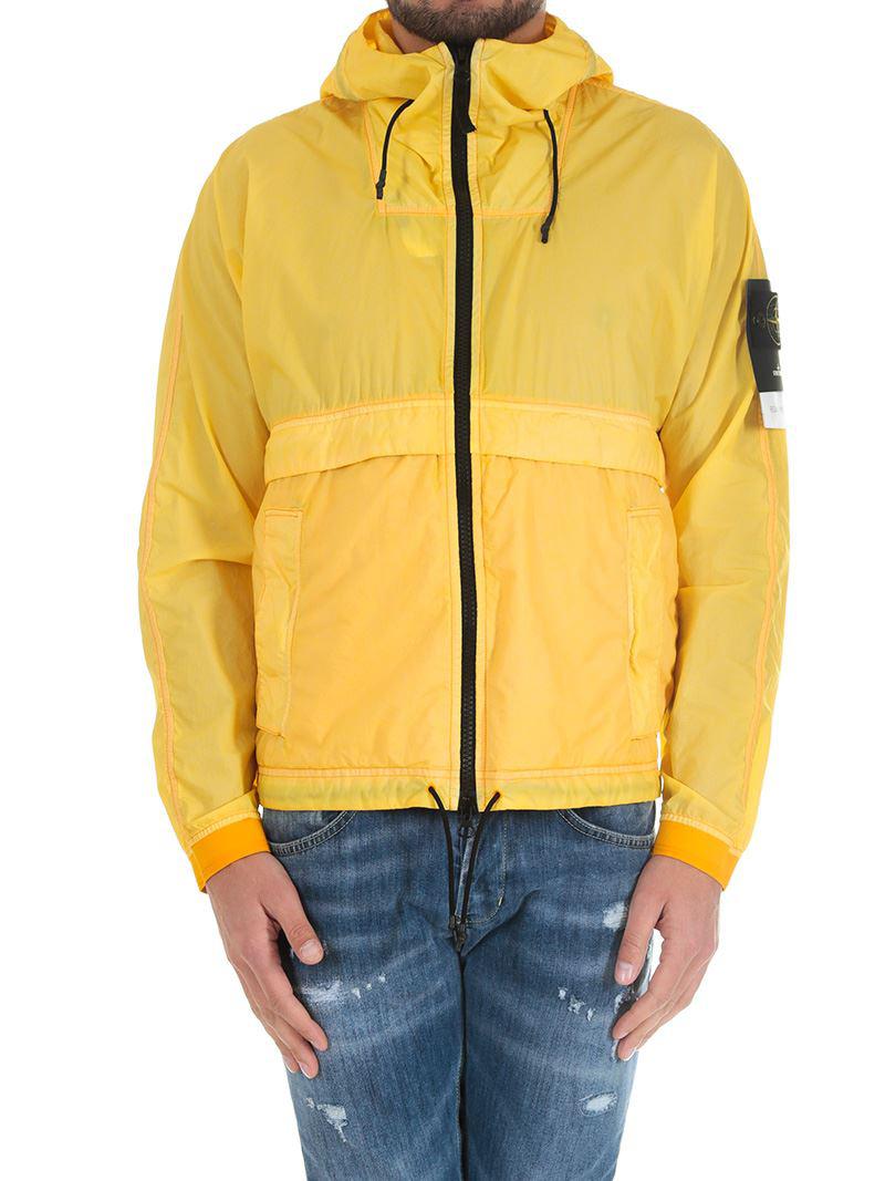 Stone Island Cotton Yellow Resin Poplin-tc Jacket for Men - Lyst