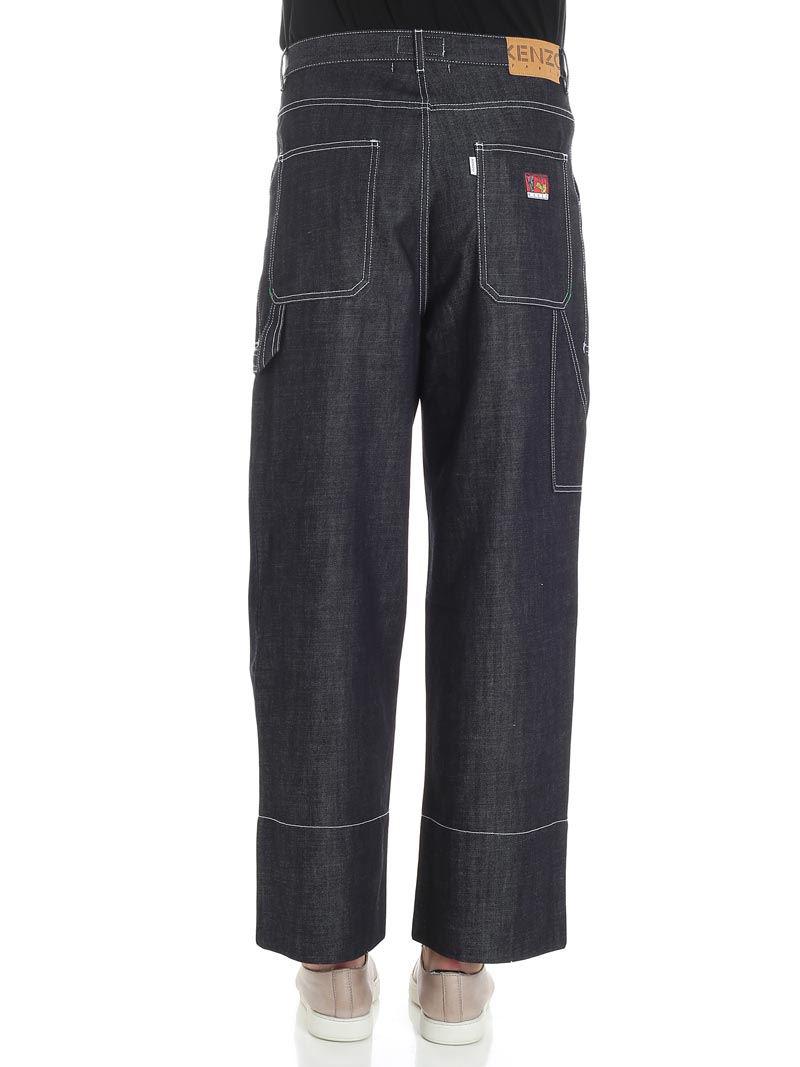 KENZO Denim Black Carpenter Jeans for Men - Lyst