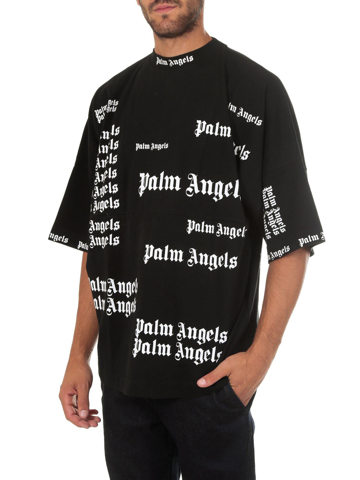 Palm Angels Cotton Logo T-shirt in Black for Men - Lyst