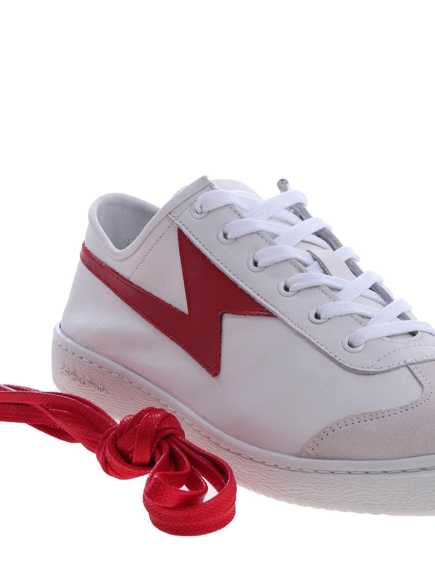 red shoes with lightning bolt