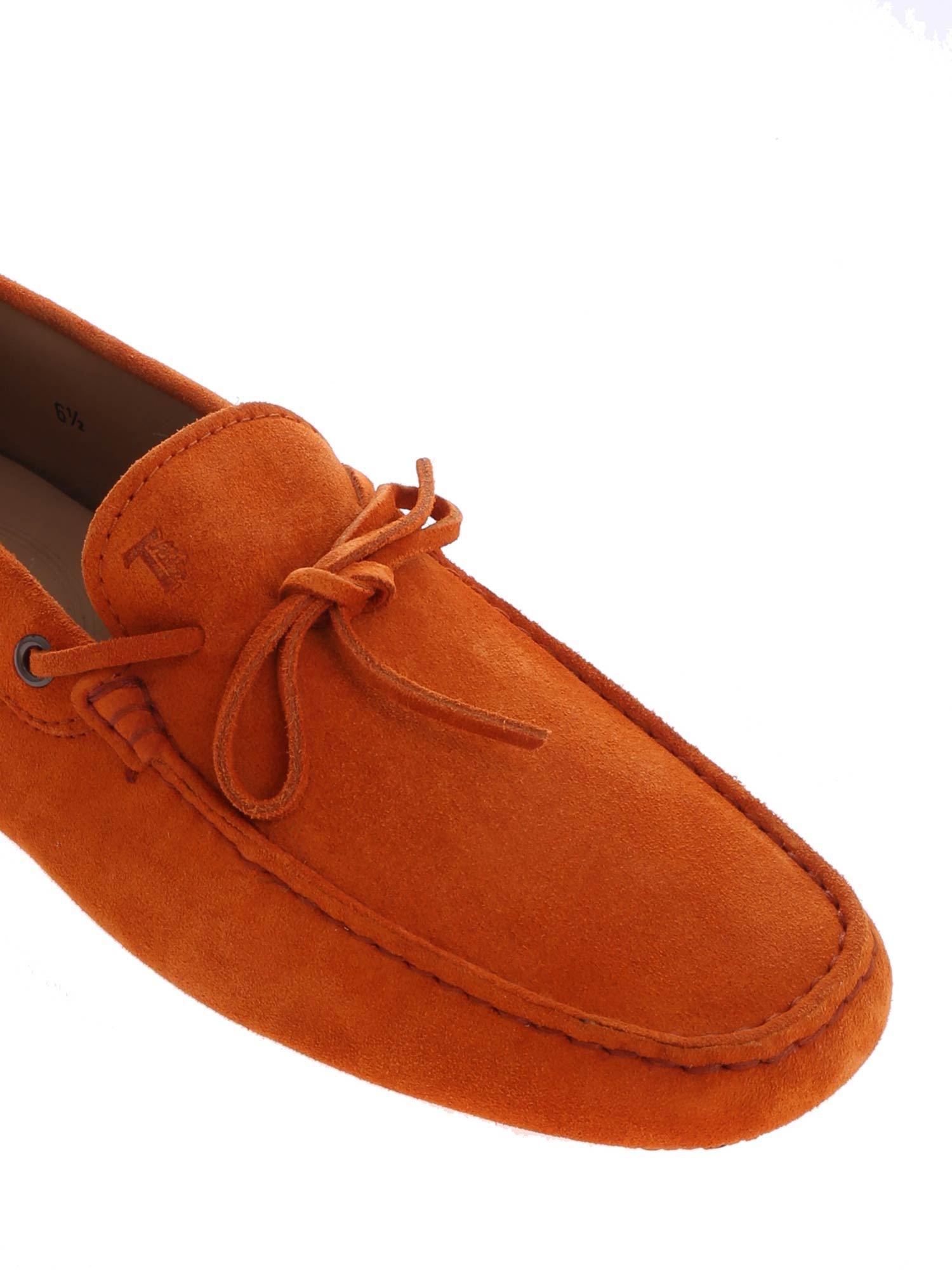 Tod's Orange Suede Loafers for Men Lyst