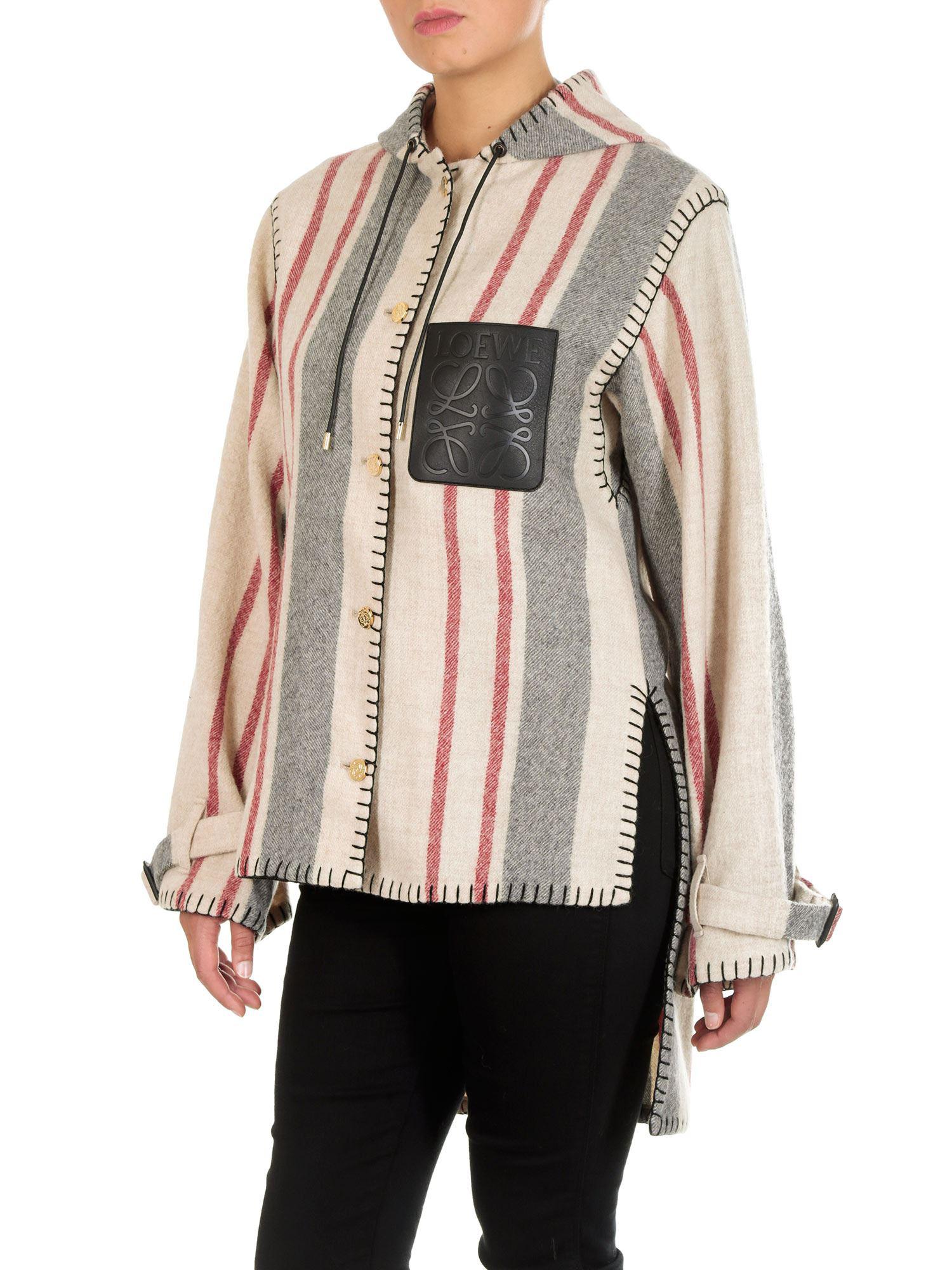 Loewe Striped Blanket Hooded Wool Jacket - Lyst