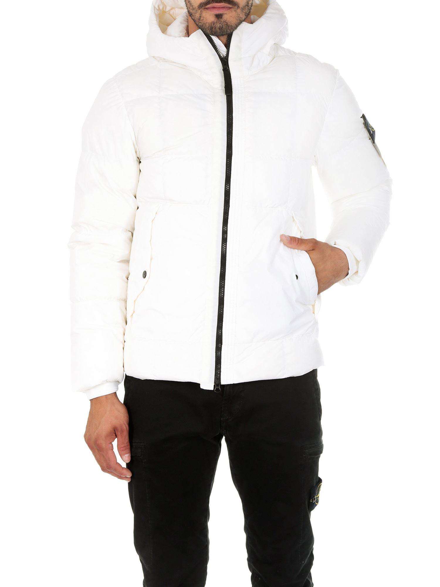 Stone Island Synthetic White Crinkle Reps Ny Down Jacket for Men - Lyst