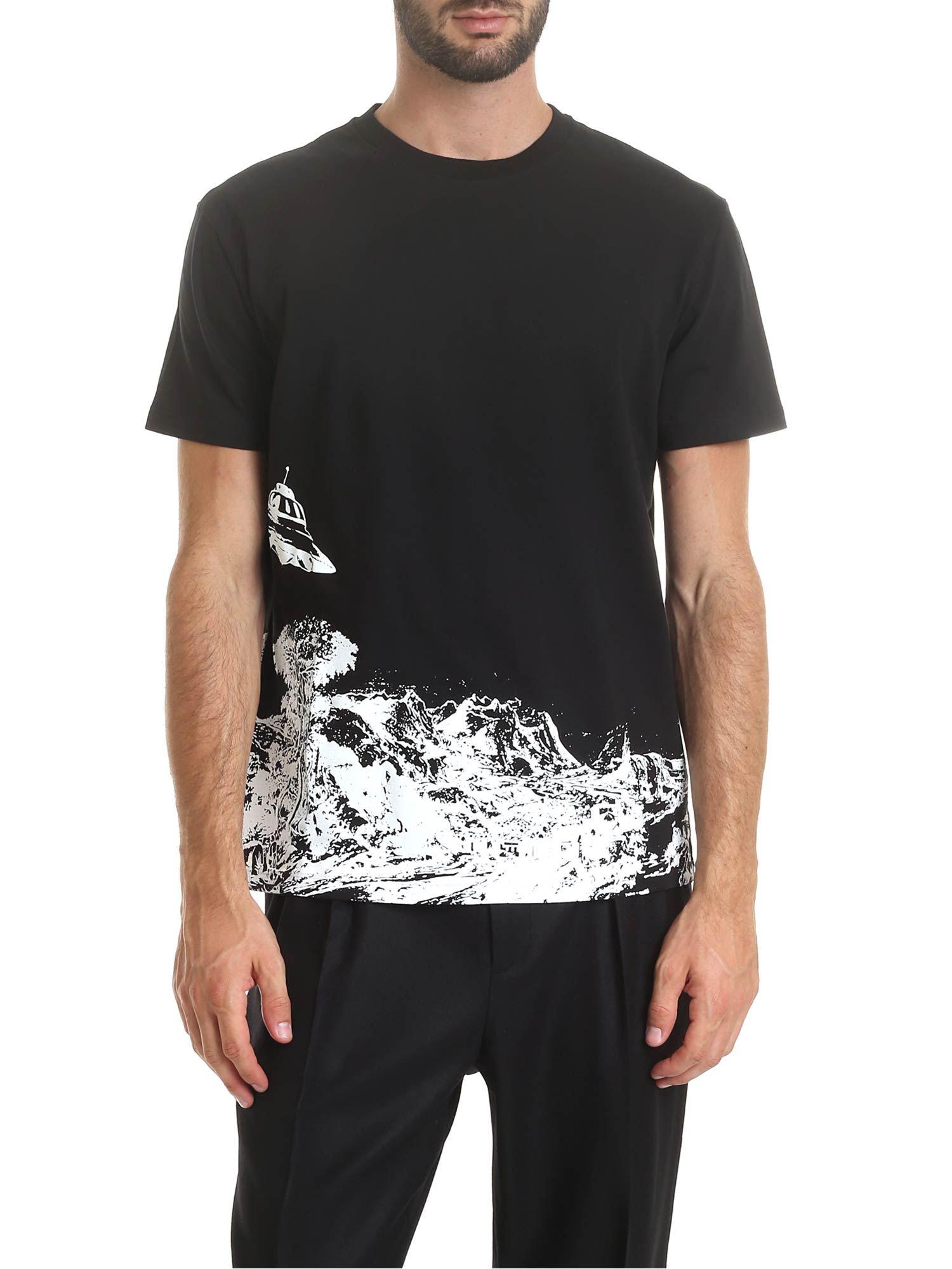 Valentino Cotton Black T-shirt With Print for Men - Lyst