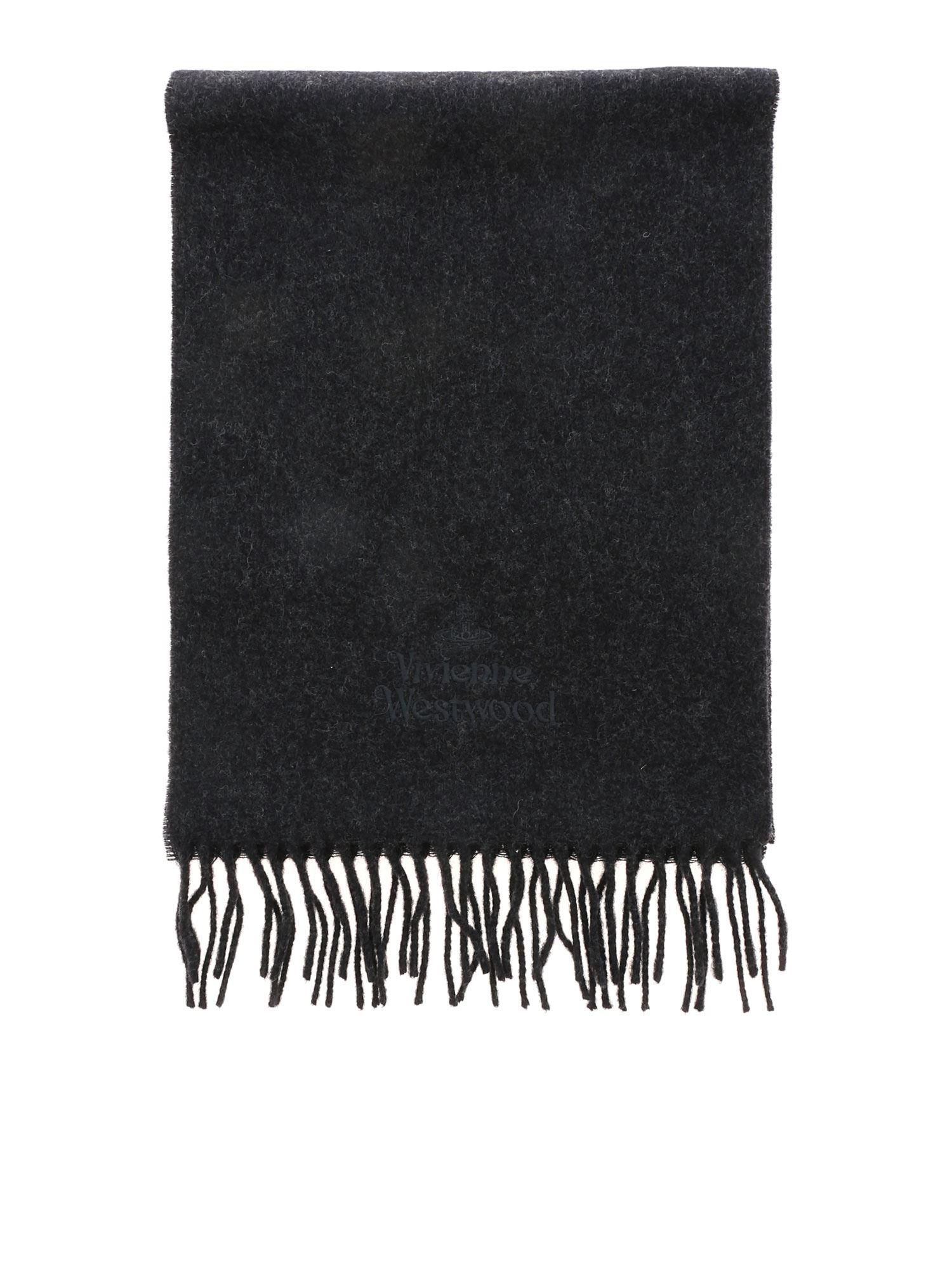 Vivienne Westwood Embroidered Logo Scarf in Grey (Gray) for Men - Lyst