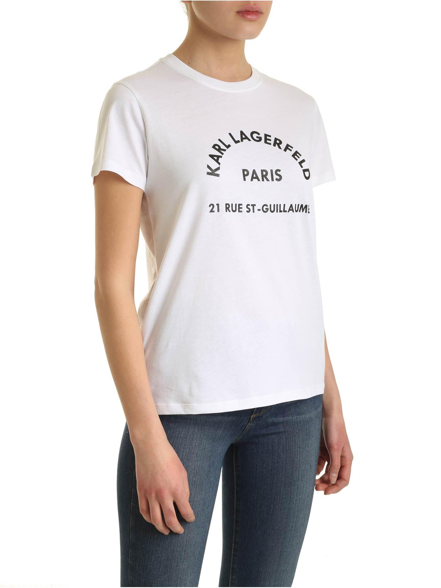 Karl Lagerfeld Cotton White T-shirt With Logo - Save 45% - Lyst