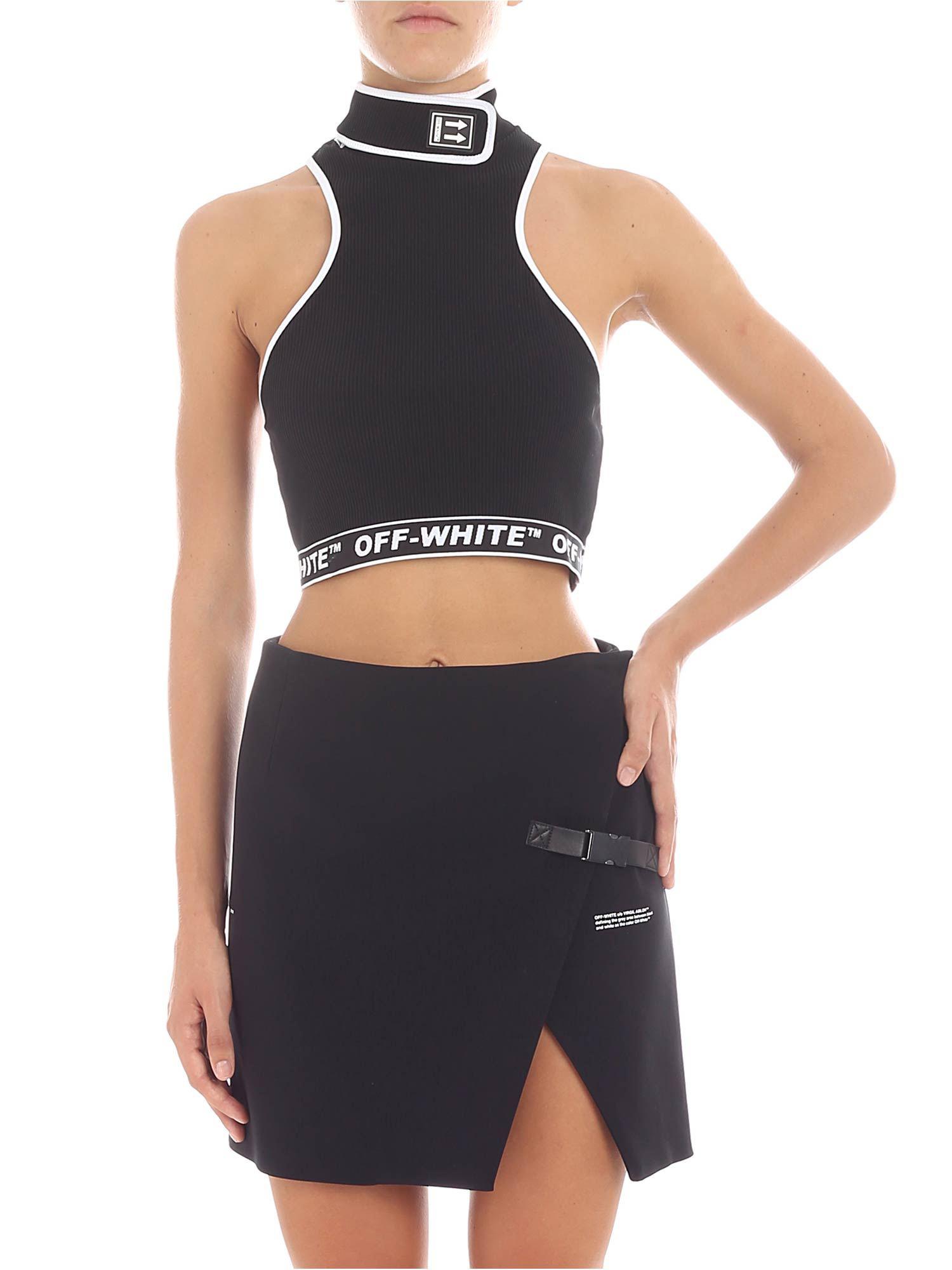 Off-White c/o Virgil Abloh Synthetic Cannette Crop Turtleneck Top in Black  - Lyst