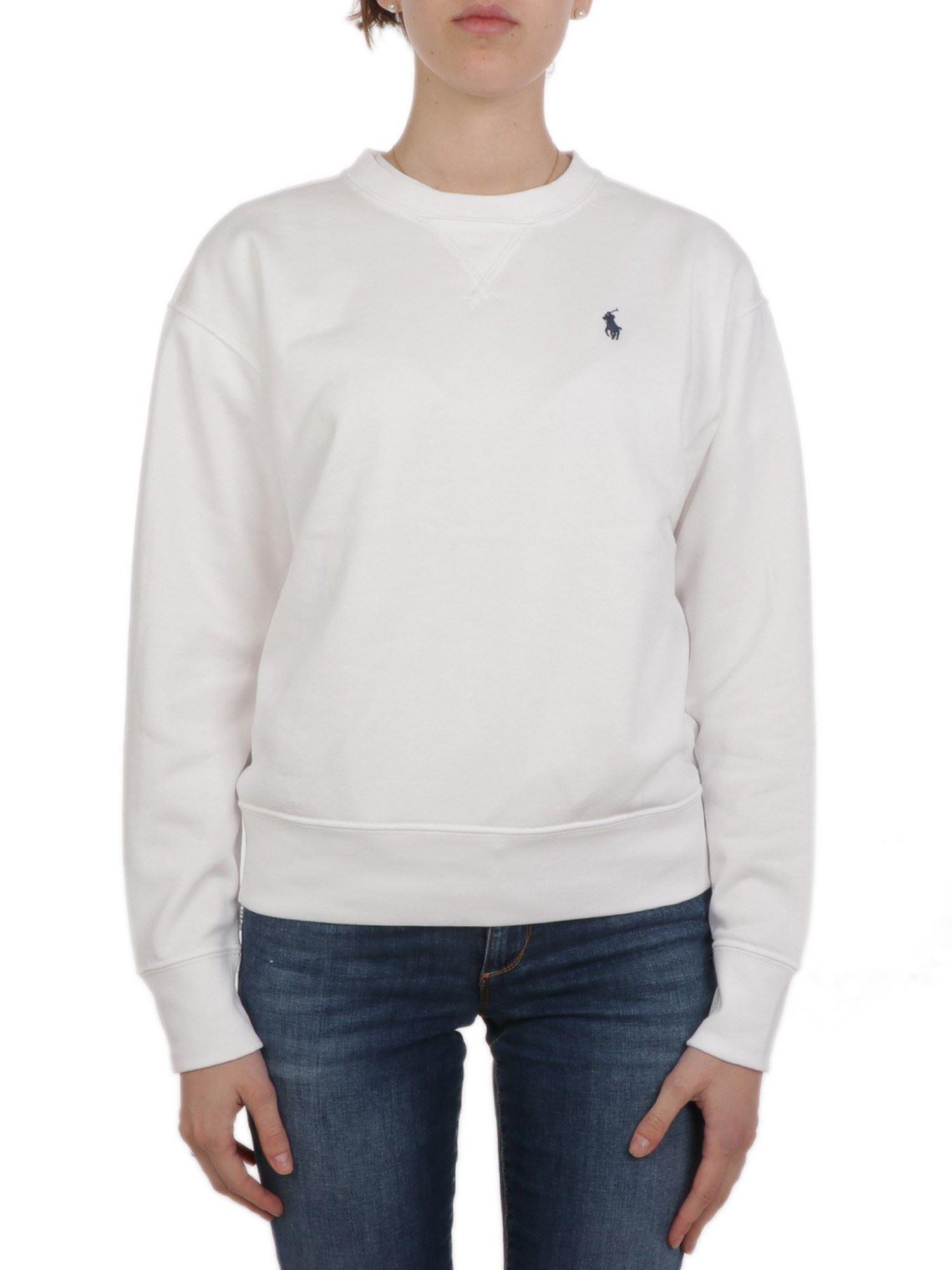 Polo Ralph Lauren Logo Embroidery Sweatshirt in White - Lyst