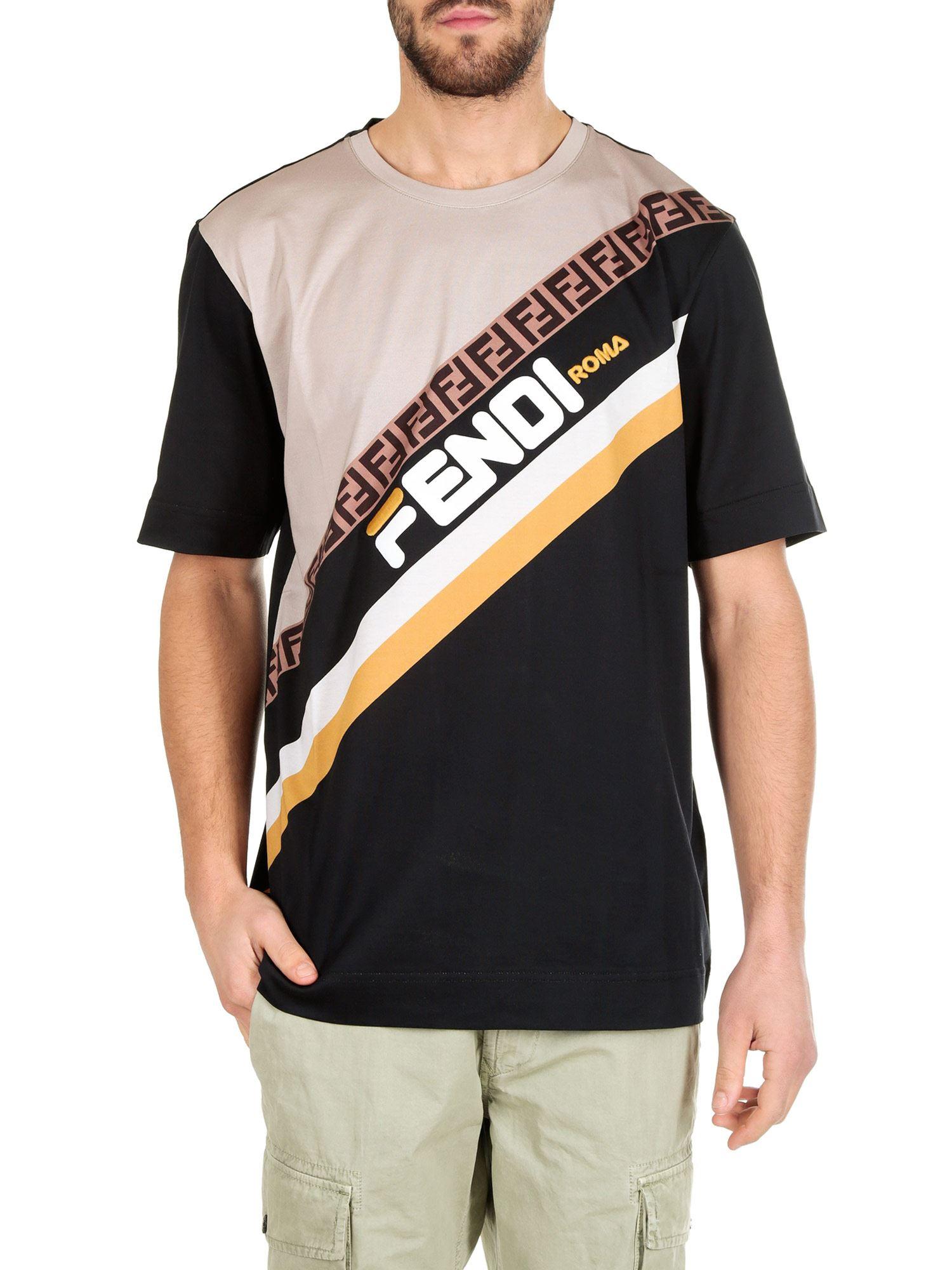 Fendi Men's Mania Stripe Oversized Pattern T-shirt in Black for Men - Lyst