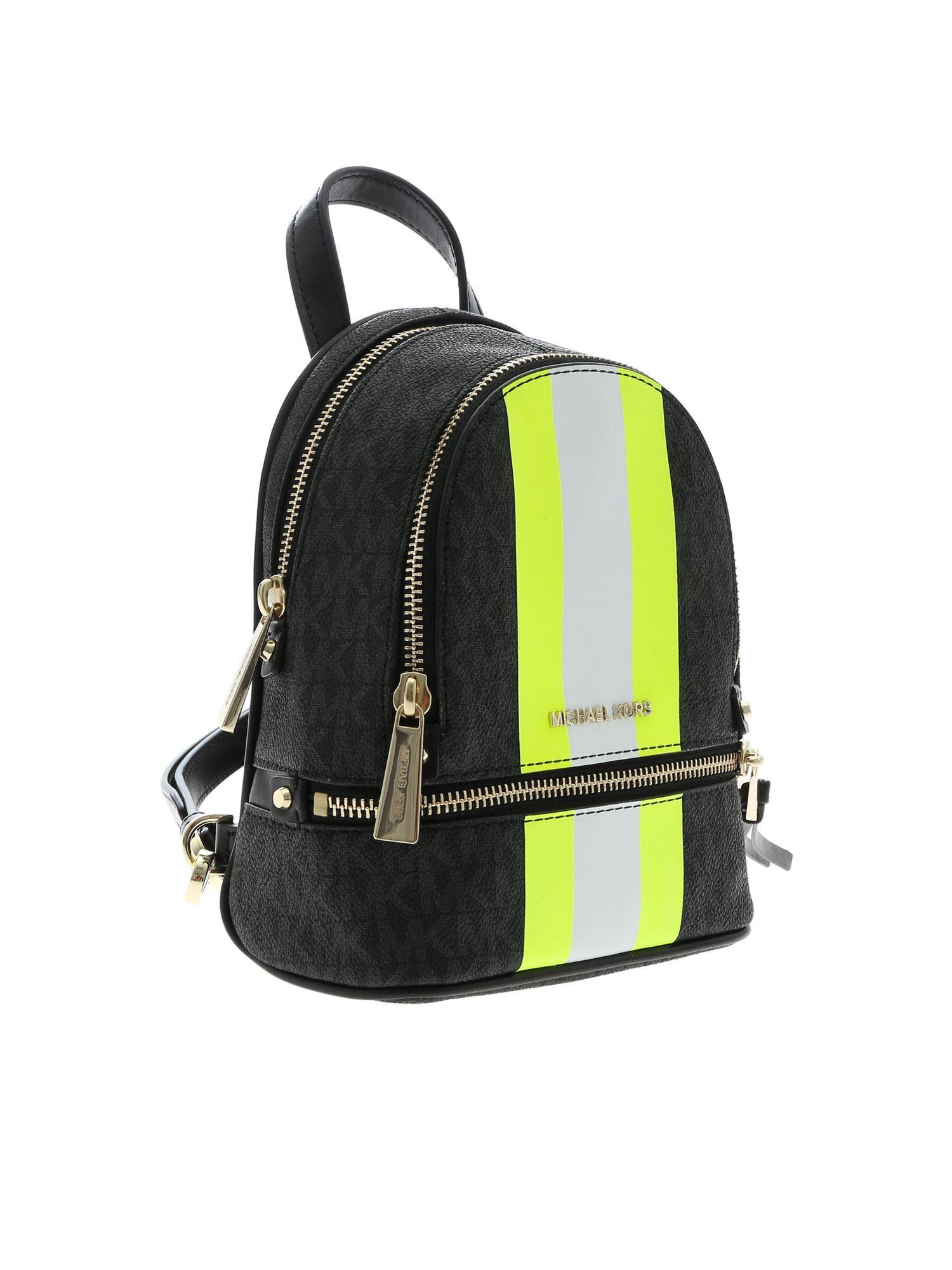 Michael Kors Black Backpack With Neon Yellow Print - Lyst
