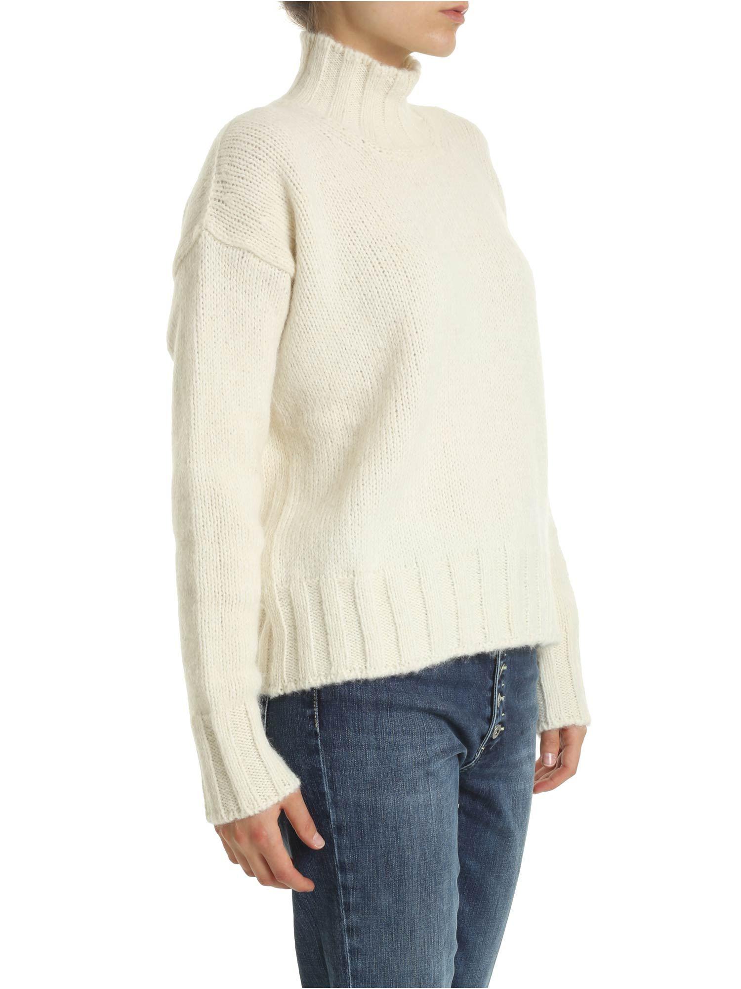 Dondup Wool Turtleneck Pullover In Cream Color in Natural - Lyst