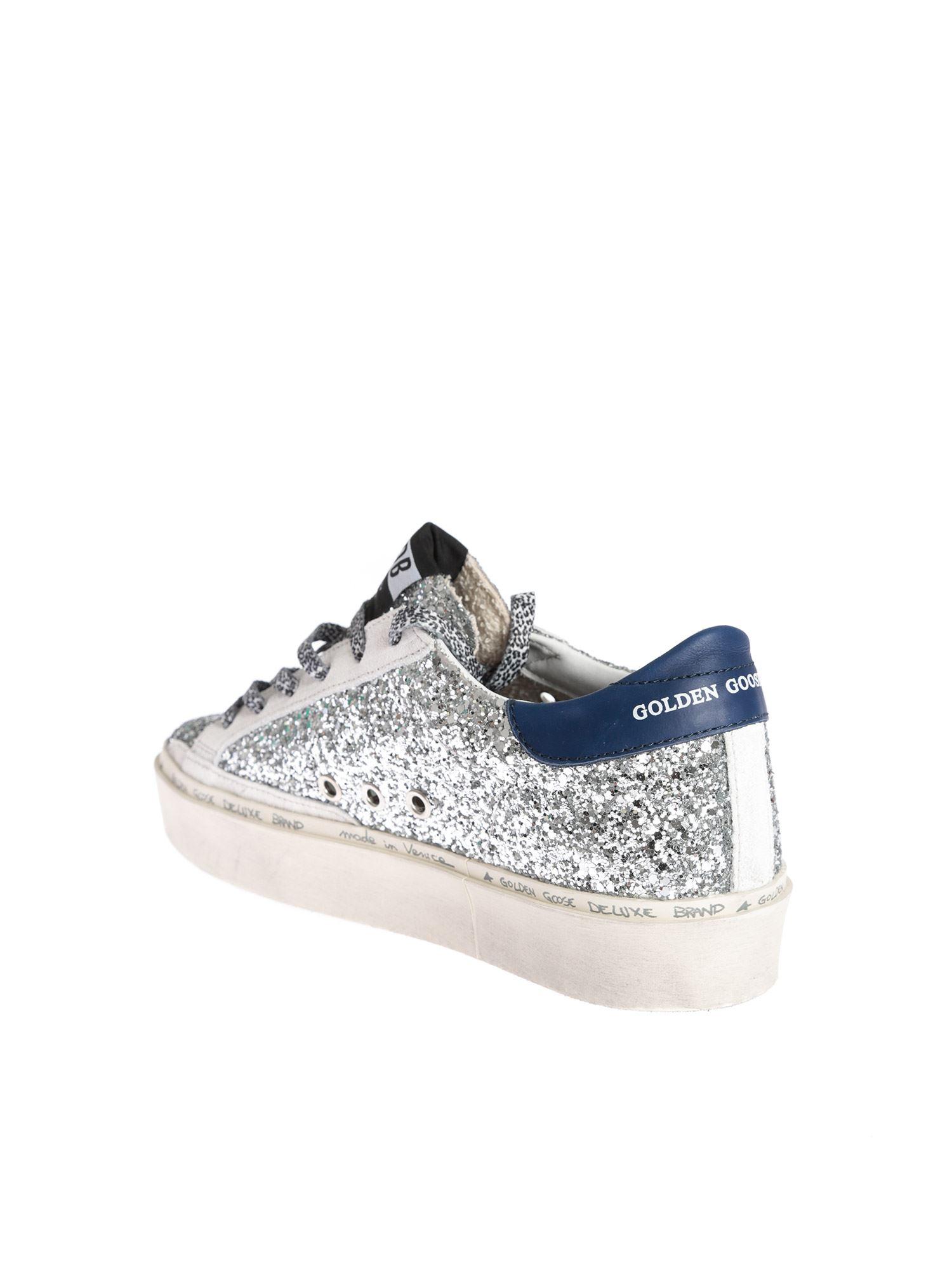Golden Goose Deluxe Brand Suede Hi Star Sneakers In Silver Glitter With ...