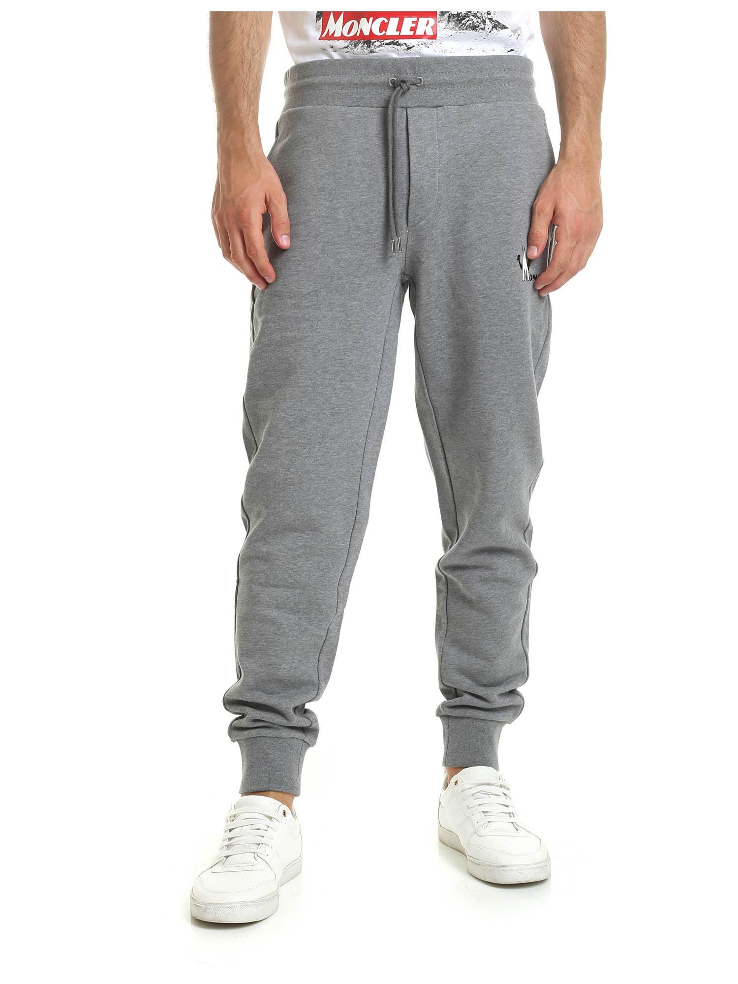 Moncler Cotton Printed Sweatpants in Grey (Gray) for Men - Lyst