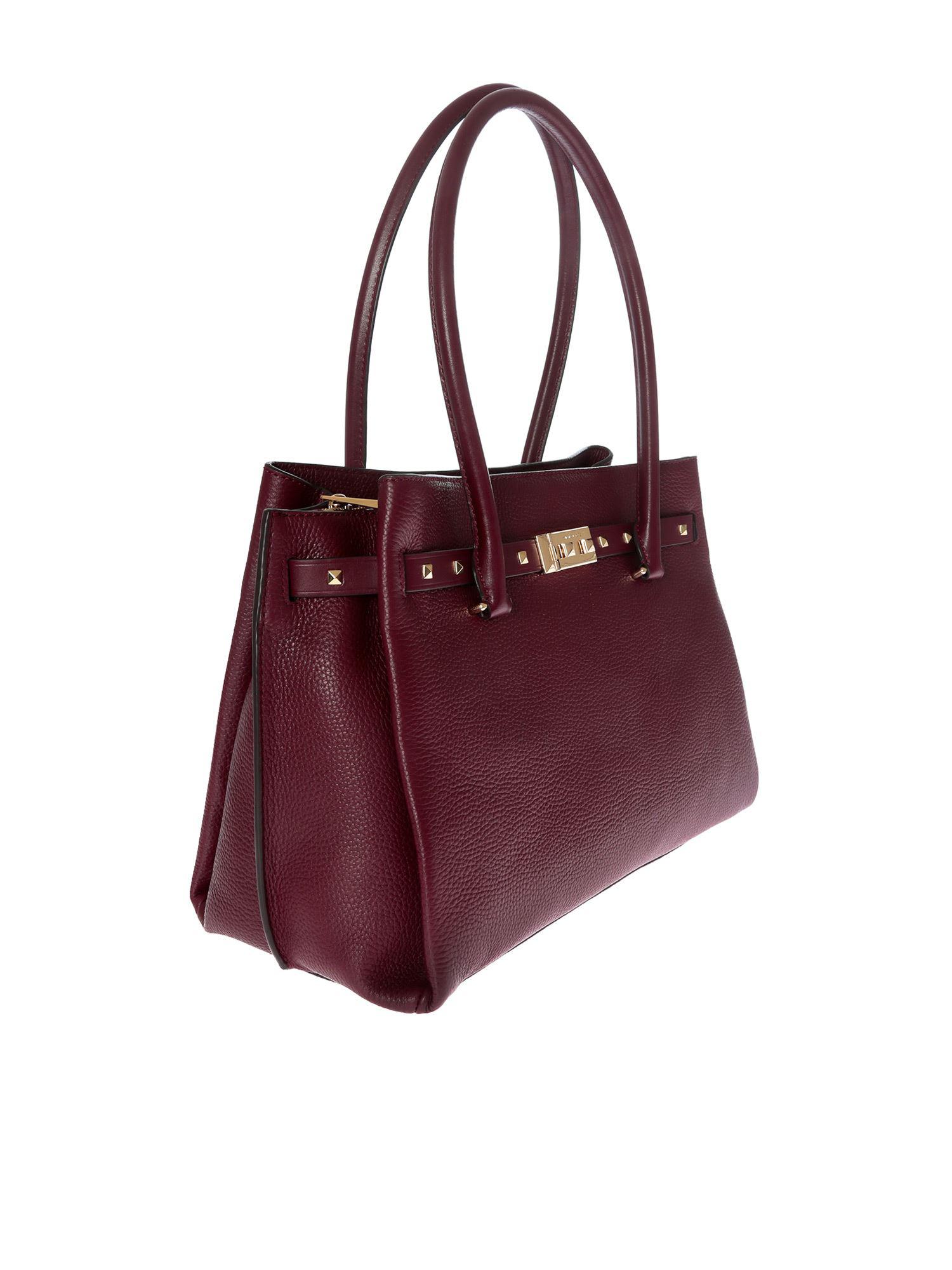 Michael Kors Leather Burgundy "tote Addison" Bag in Purple Lyst