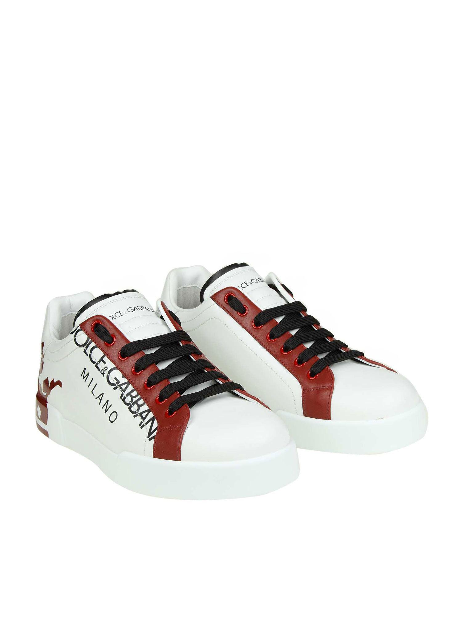 dolce and gabbana white and red sneakers