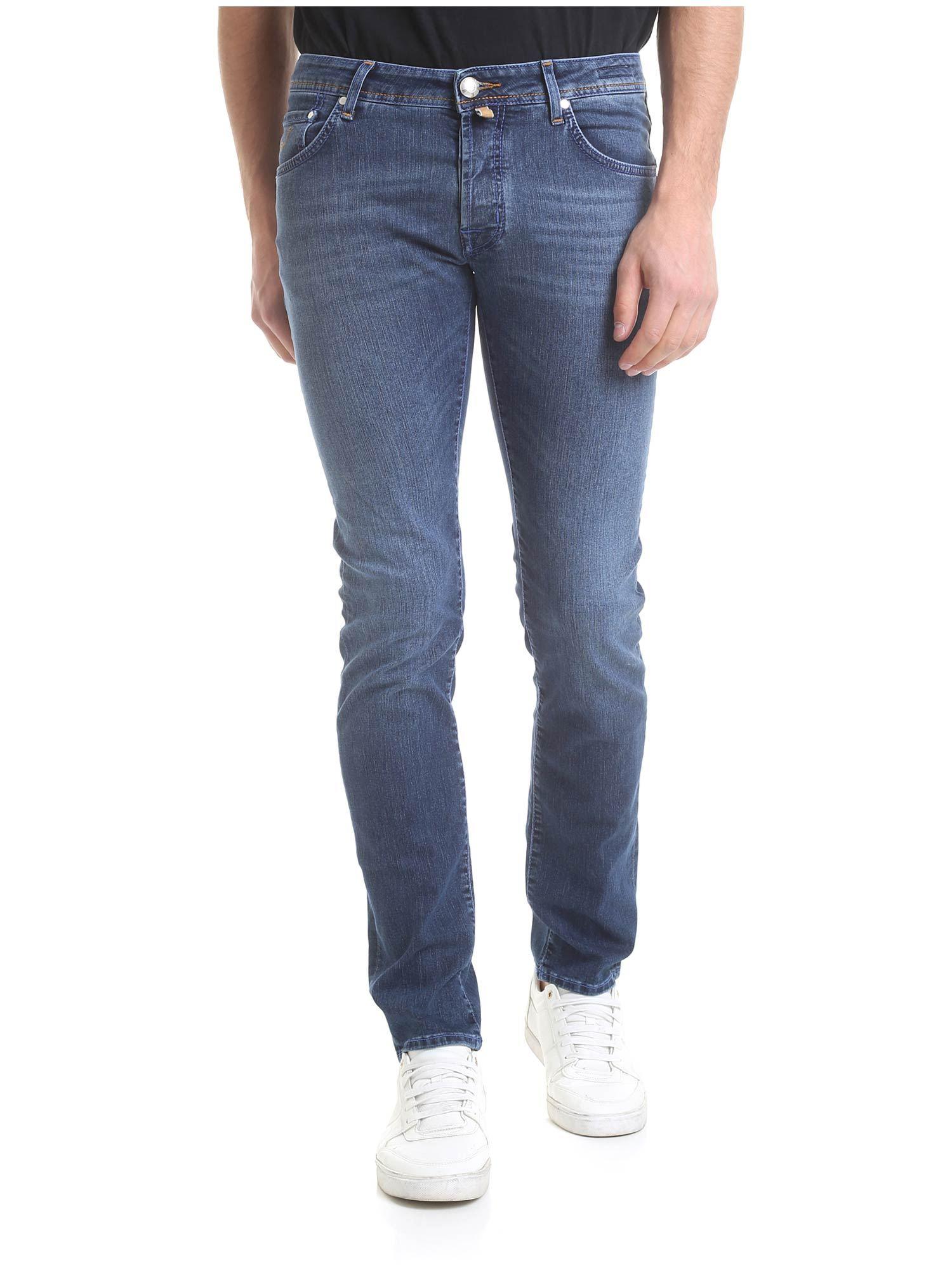 Jacob Cohen Blue Handmade Denim Jeans for Men - Lyst