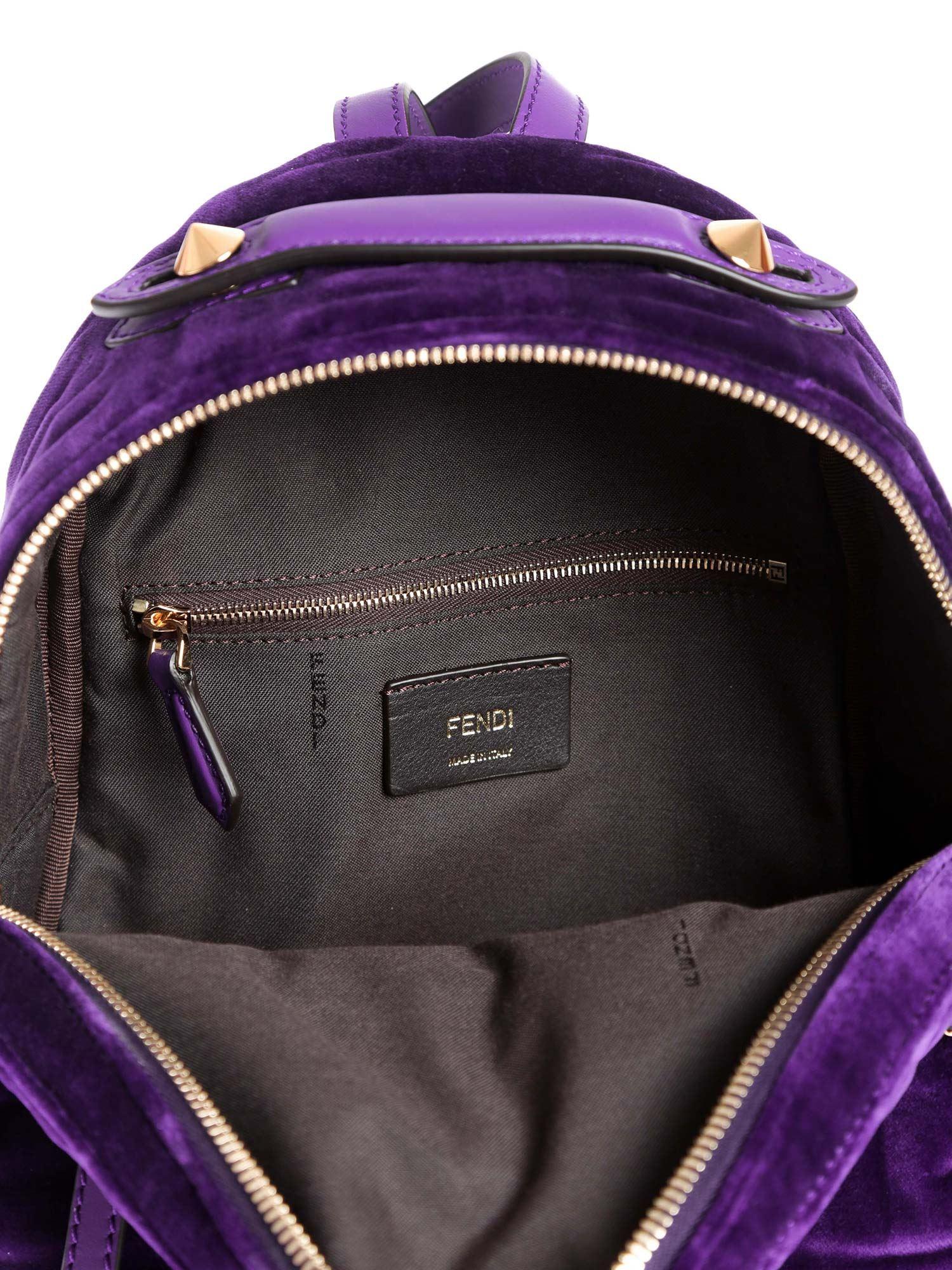 Fendi Velvet Small Backpack In Purple With Ff Motif In Relief Lyst