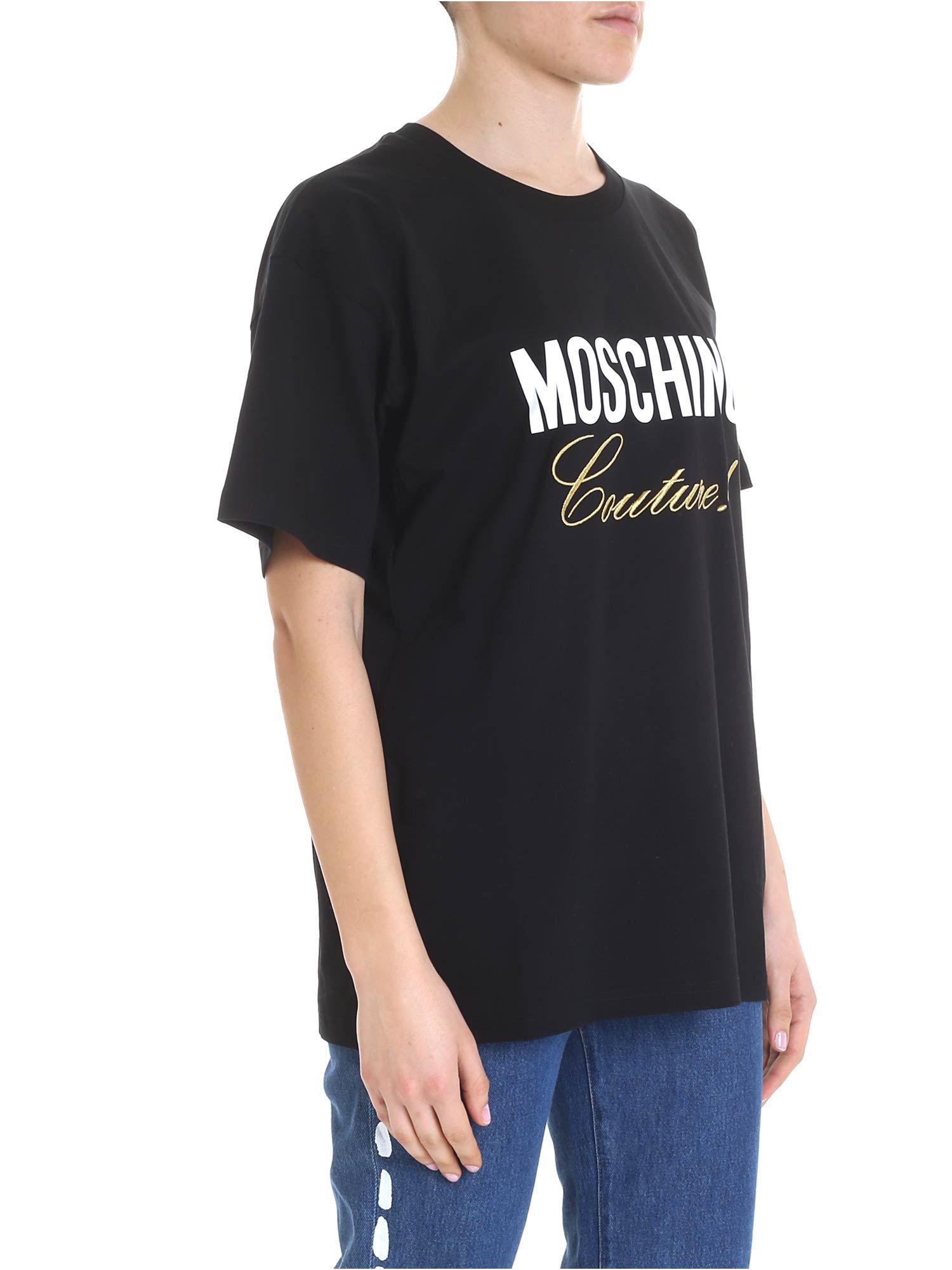 Moschino Cotton Black T-shirt With Couture Print - Lyst