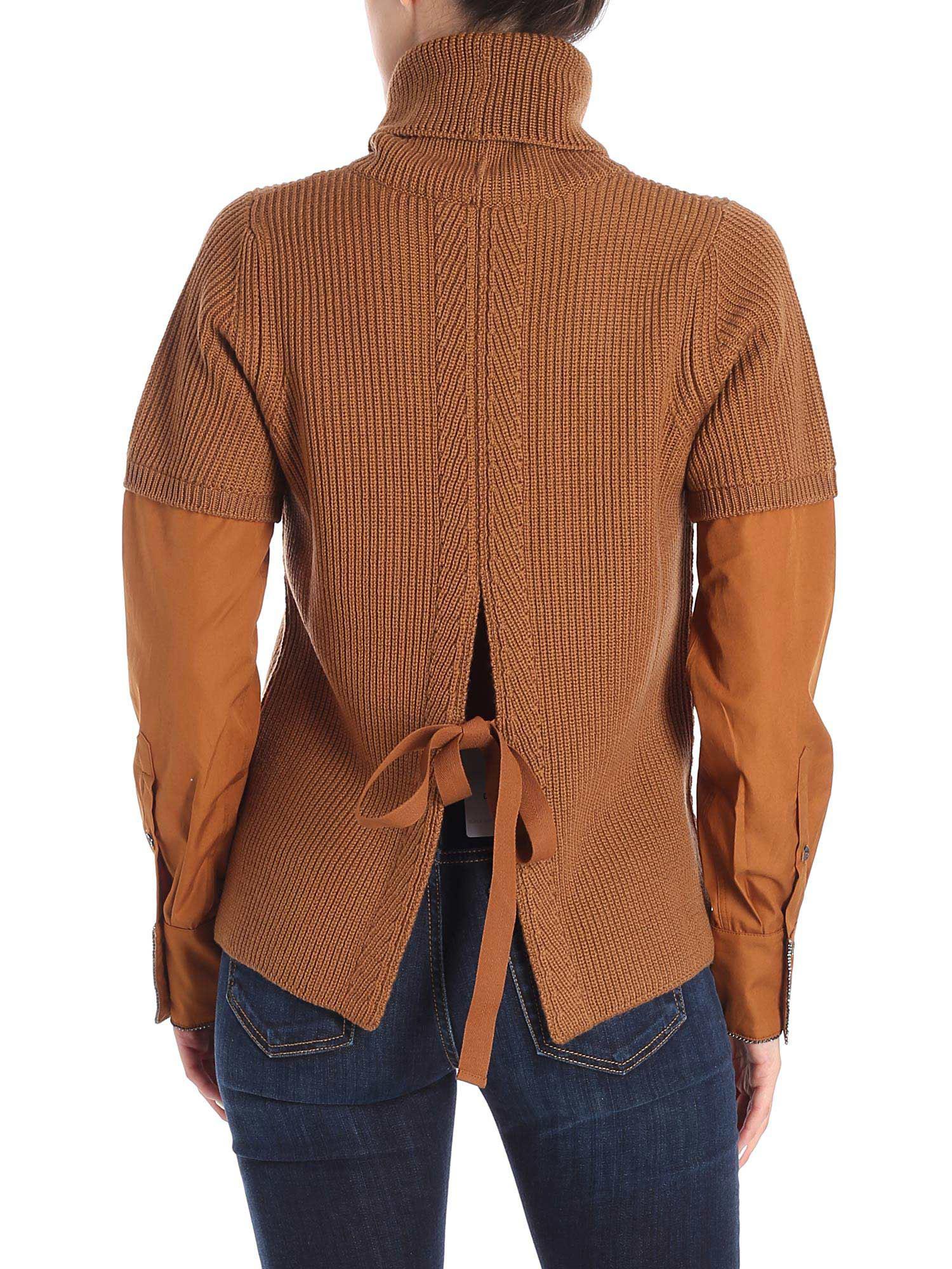 N°21 Wool Camel Color Turtleneck With Shirt Sleeves - Lyst
