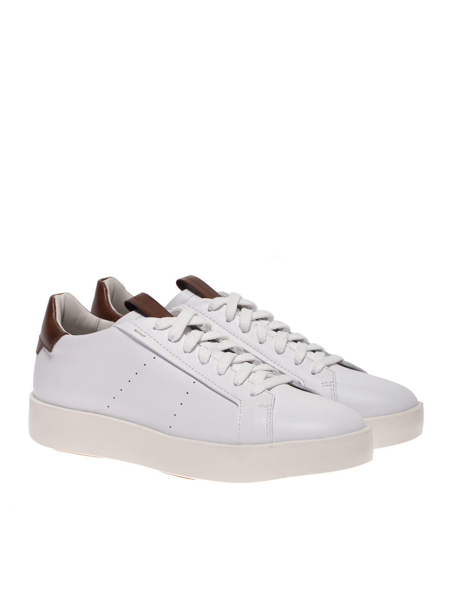 Santoni Leather Sneakers in White for Men - Lyst