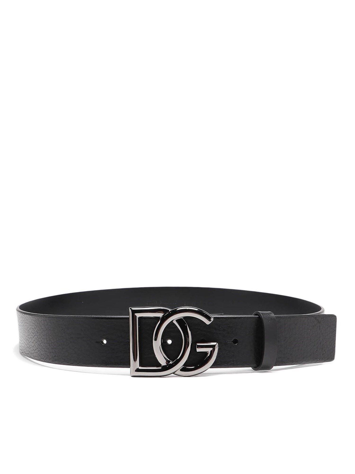 Dolce & Gabbana Dg Leather Belt in Black for Men - Lyst