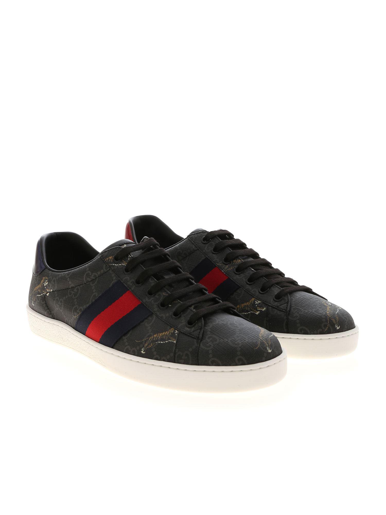 Gucci New Ace GG Tiger Canvas Trainers 