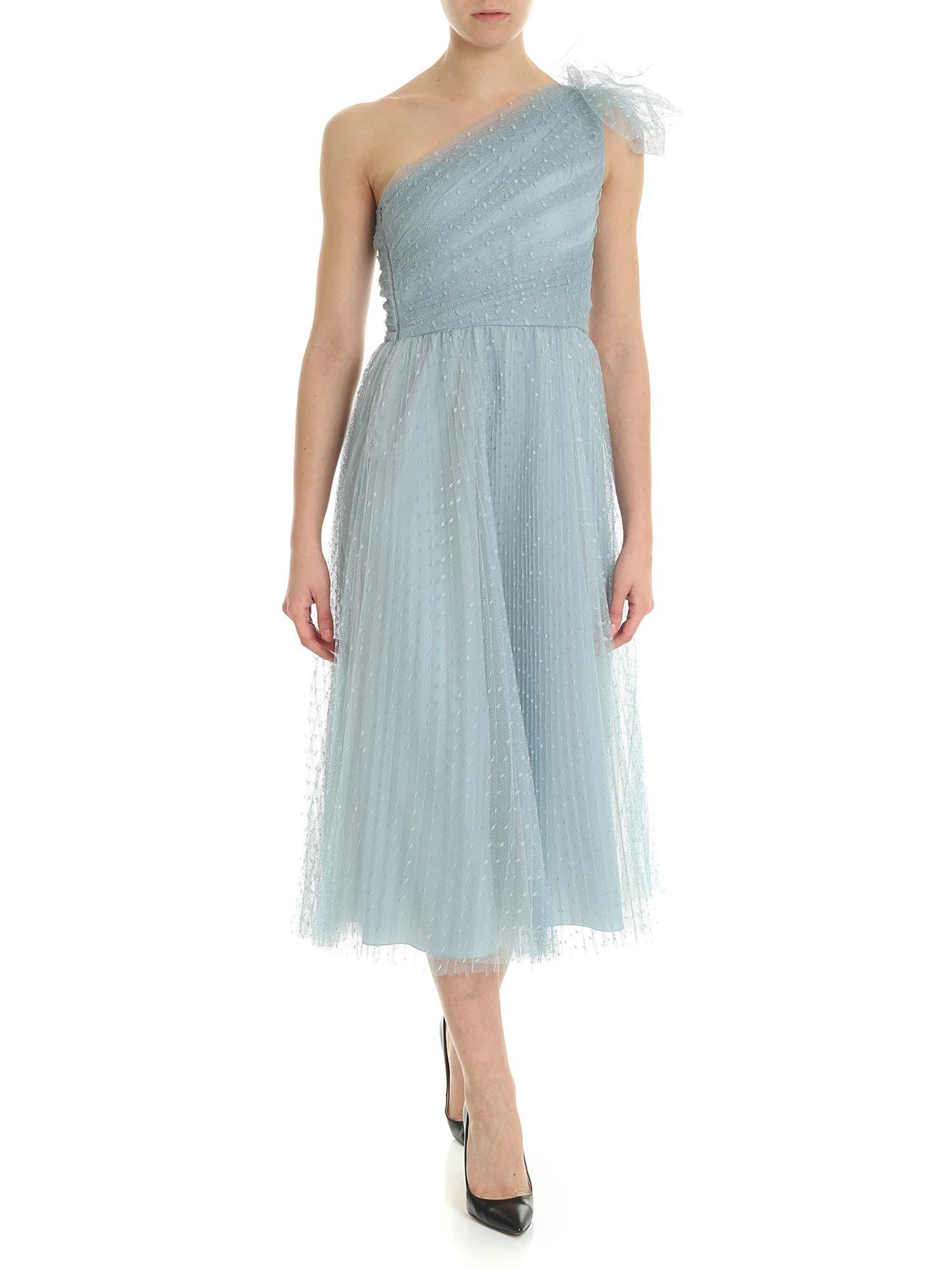 RED Valentino Tulle Light Blue Pleated Dress in Red - Lyst