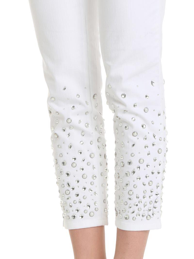 white rhinestone jeans