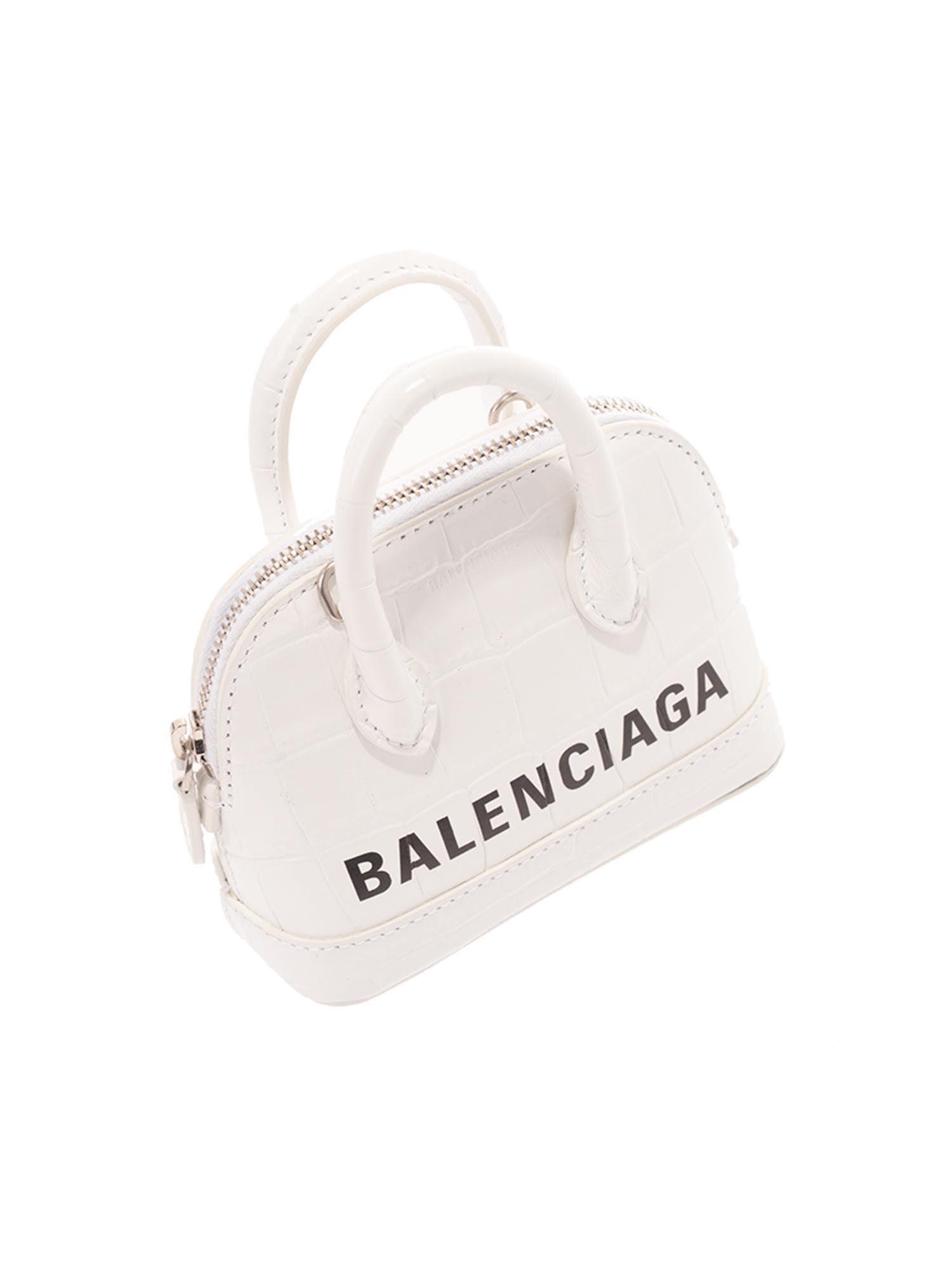 Balenciaga Leather Ville Xxs Top Handle Bag in White/Black (White) - Lyst