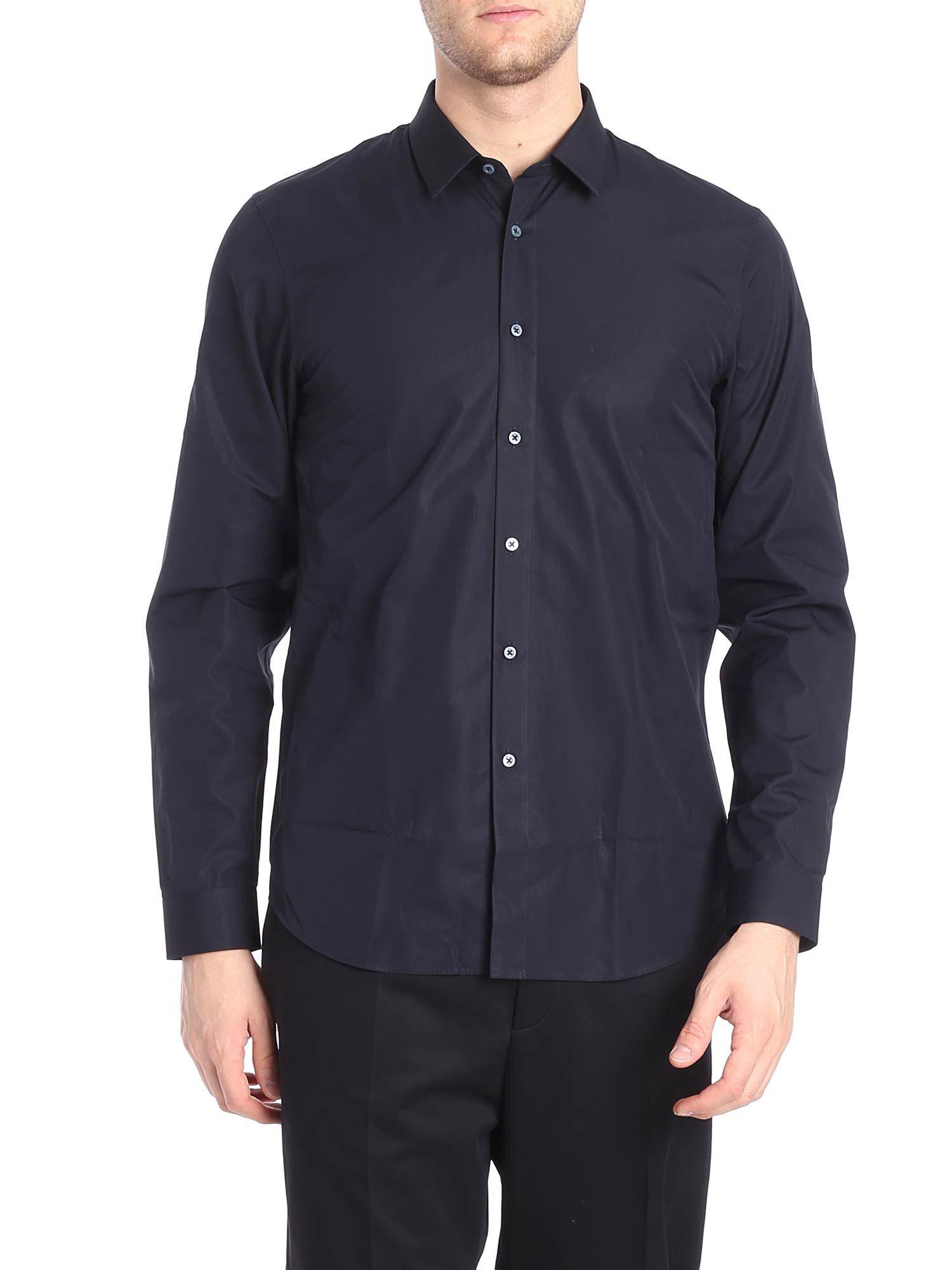Jil Sander Dark Blue Cotton Poplin Shirt for Men - Lyst
