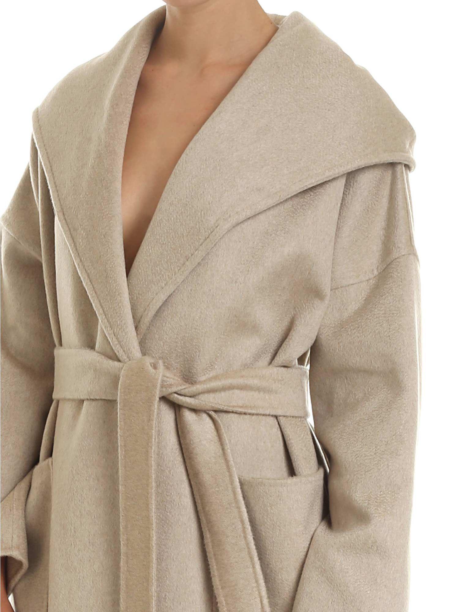 Max Mara Cashmere Marilyn Coat In Beige With Hood in Natural - Lyst