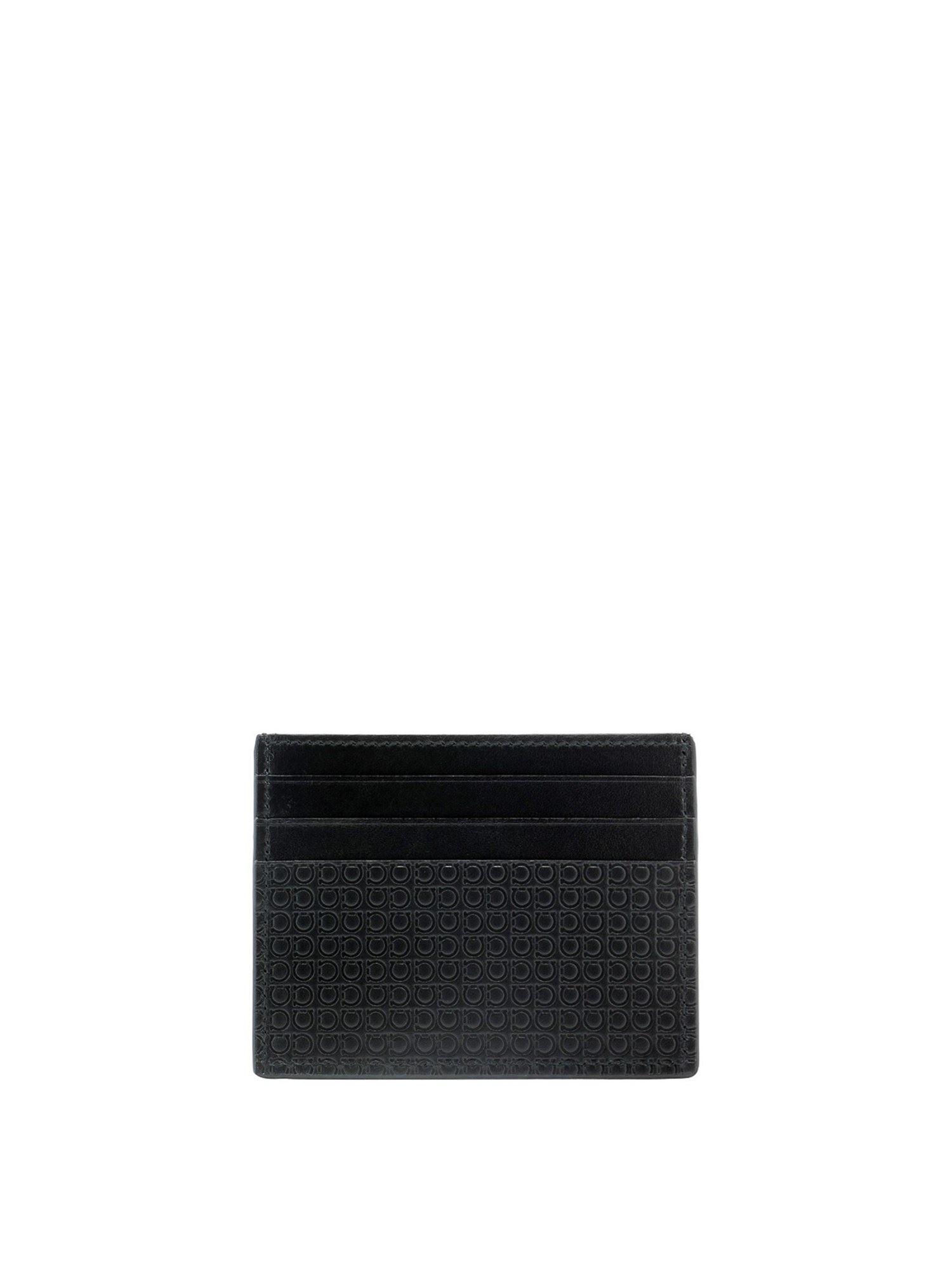 Ferragamo Leather Card Holder in Black for Men - Lyst