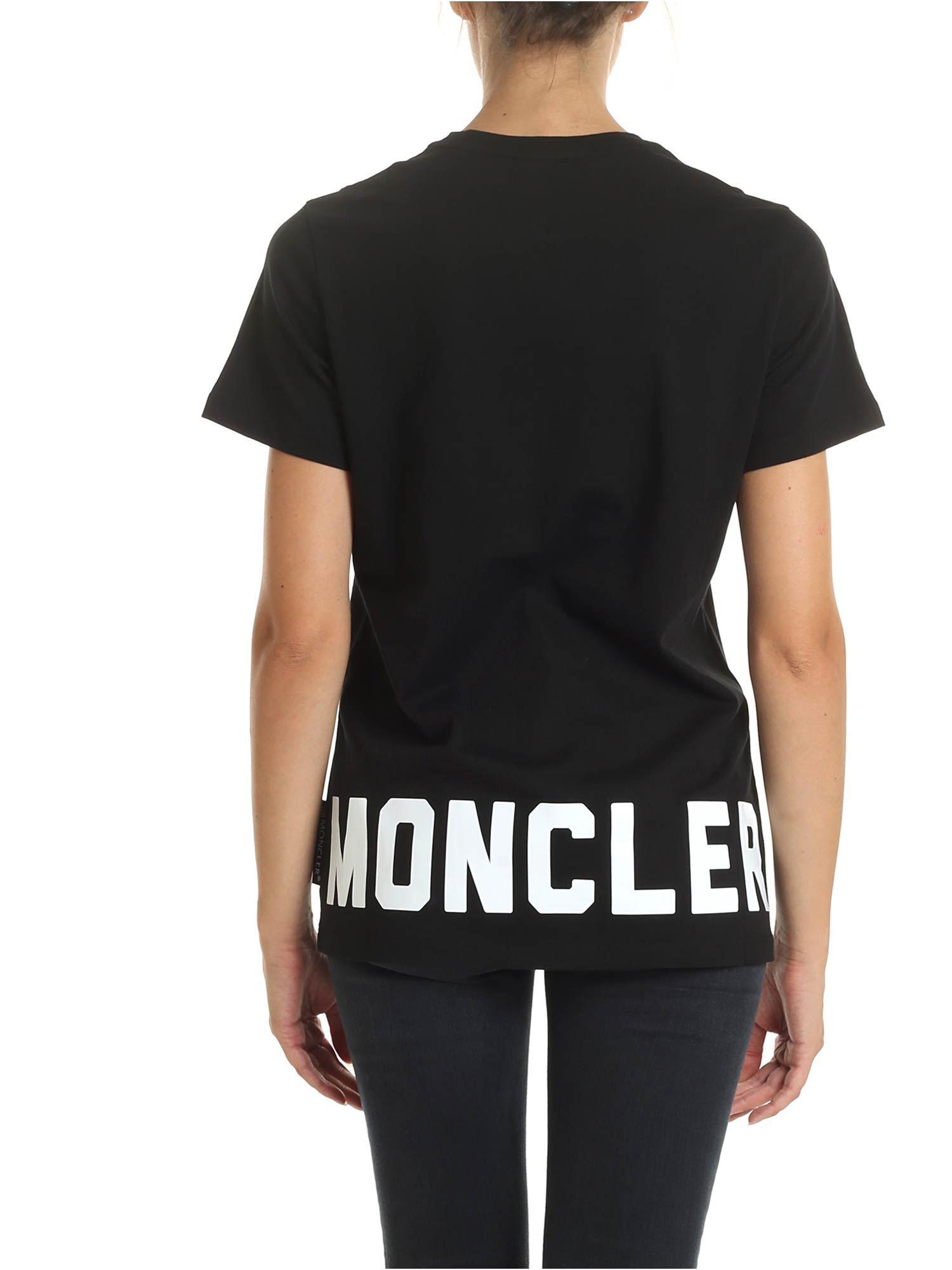 Moncler Cotton Printed T-shirt In Black - Lyst