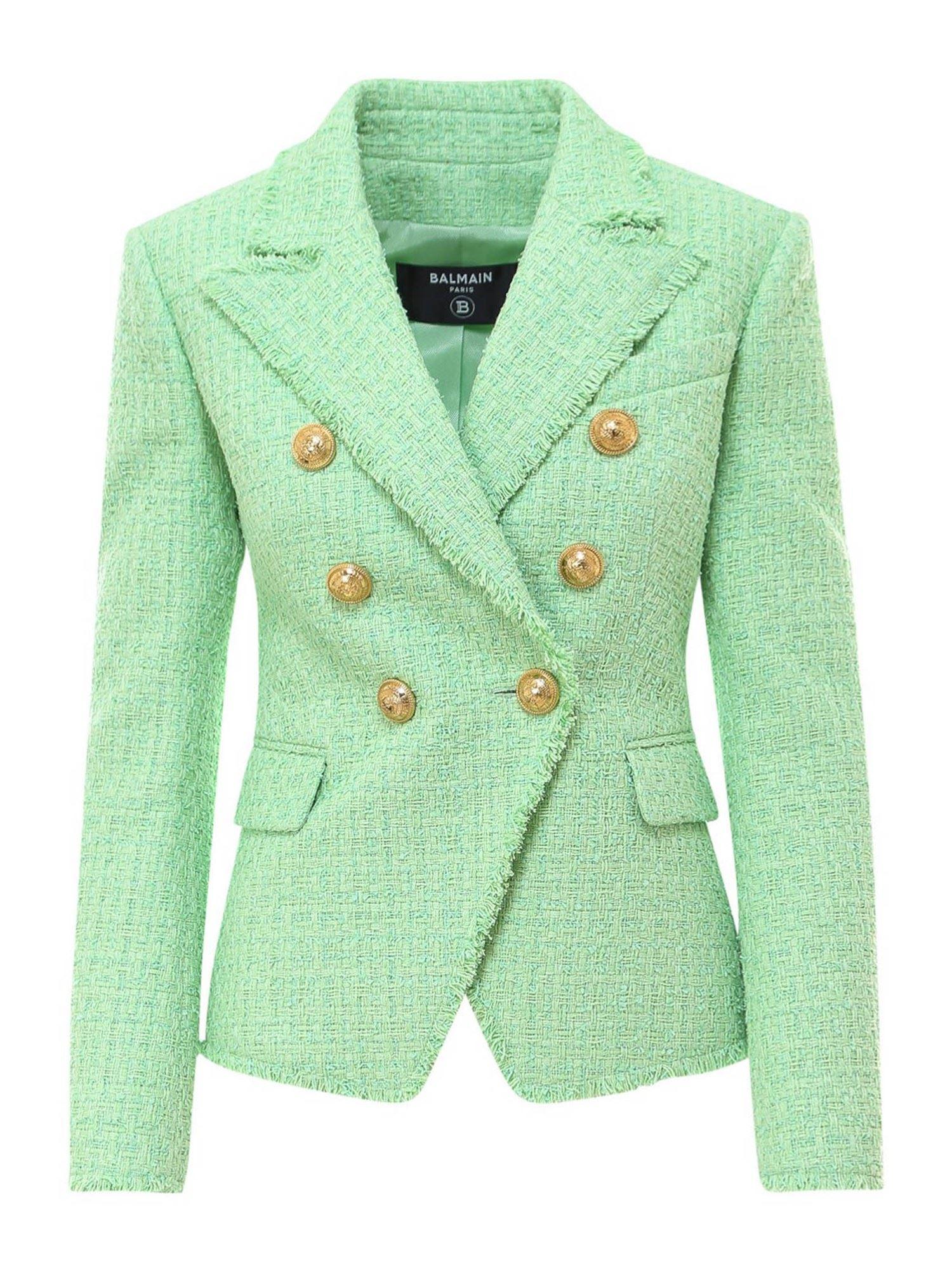 balmain blazer green